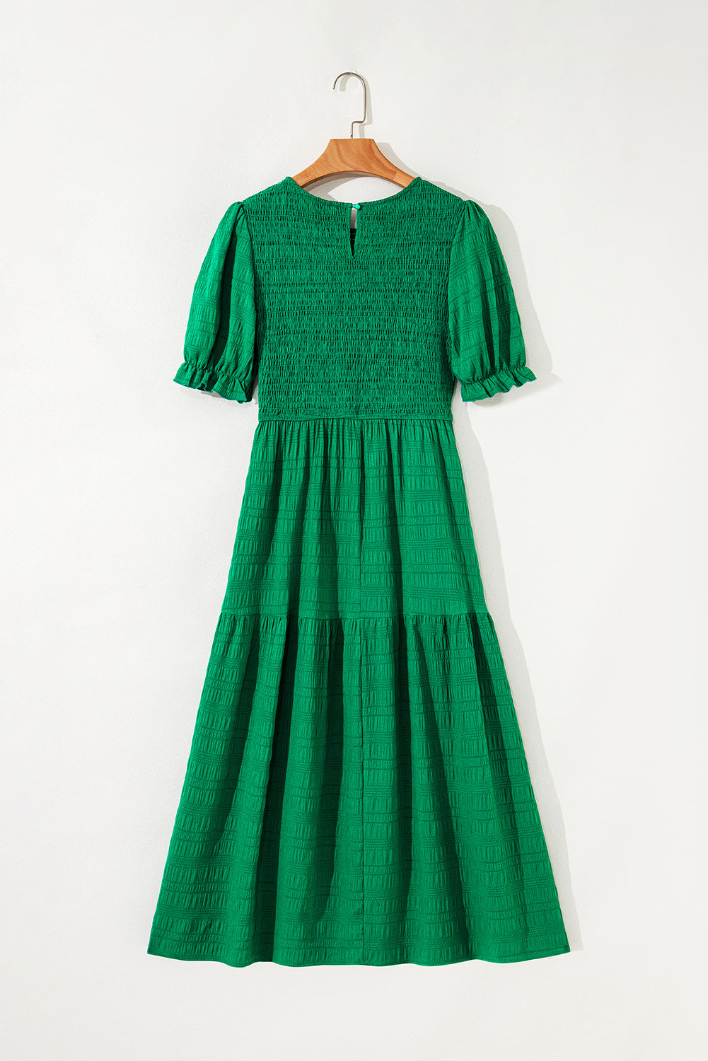 Smocked Short Sleeve Midi Dress