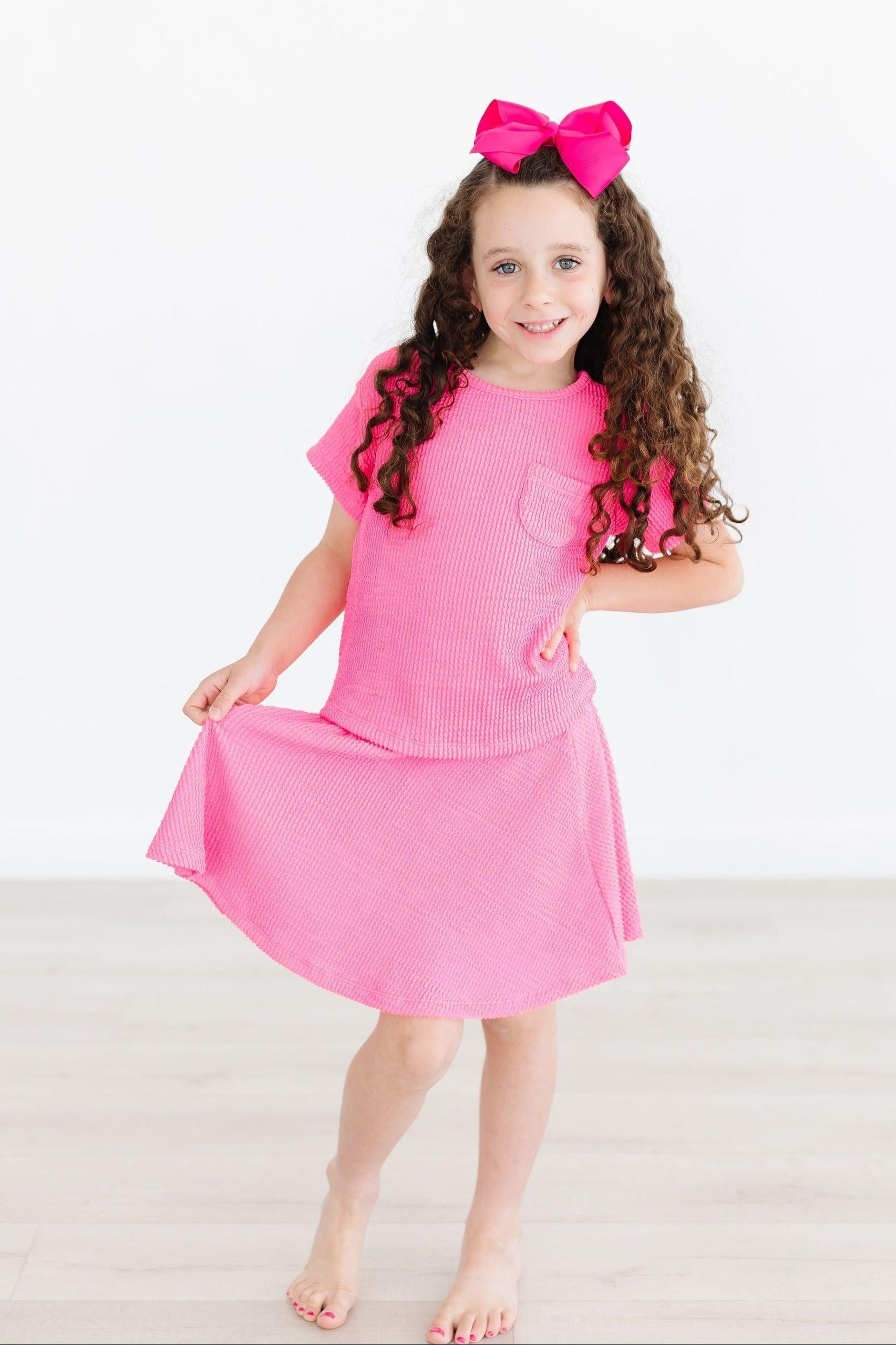 Neon Pink Scrunchy Pocket Tee