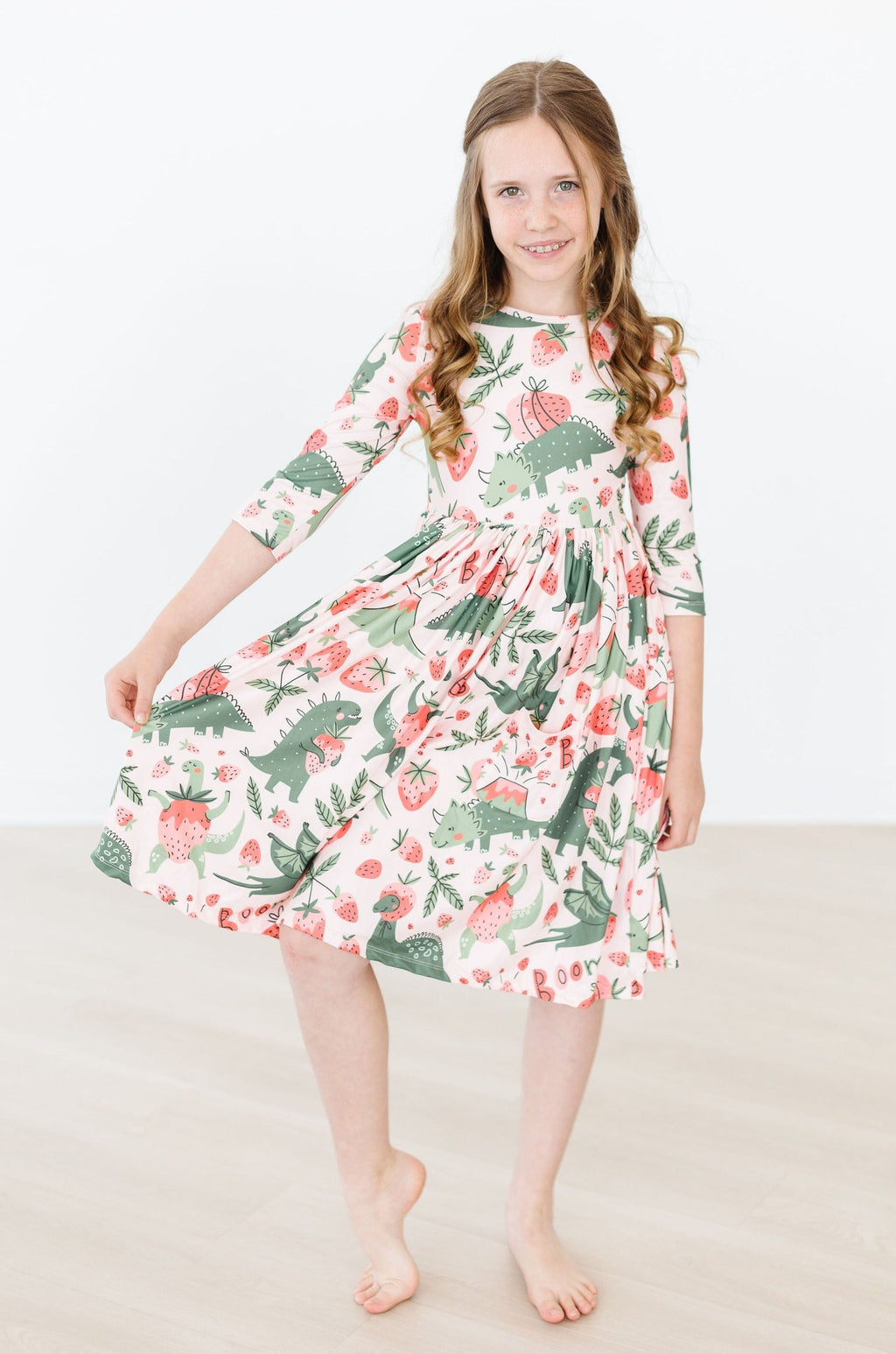 Hear Me Roar 3/4 Sleeve Pocket Twirl Dress