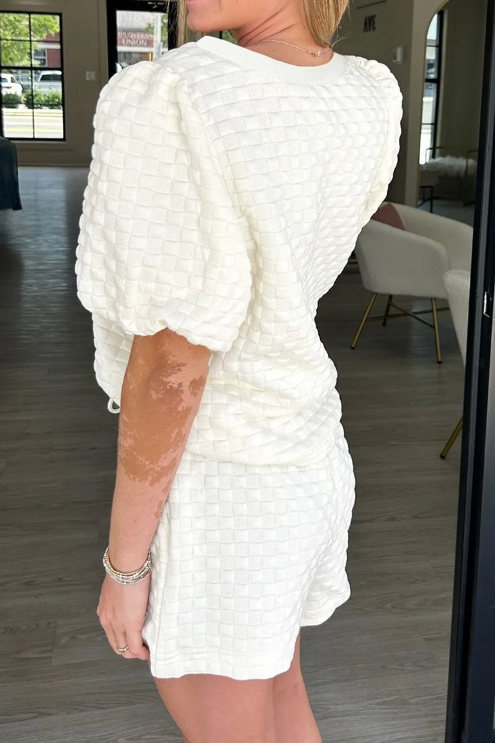 Checkered Texture Top and Shorts Set