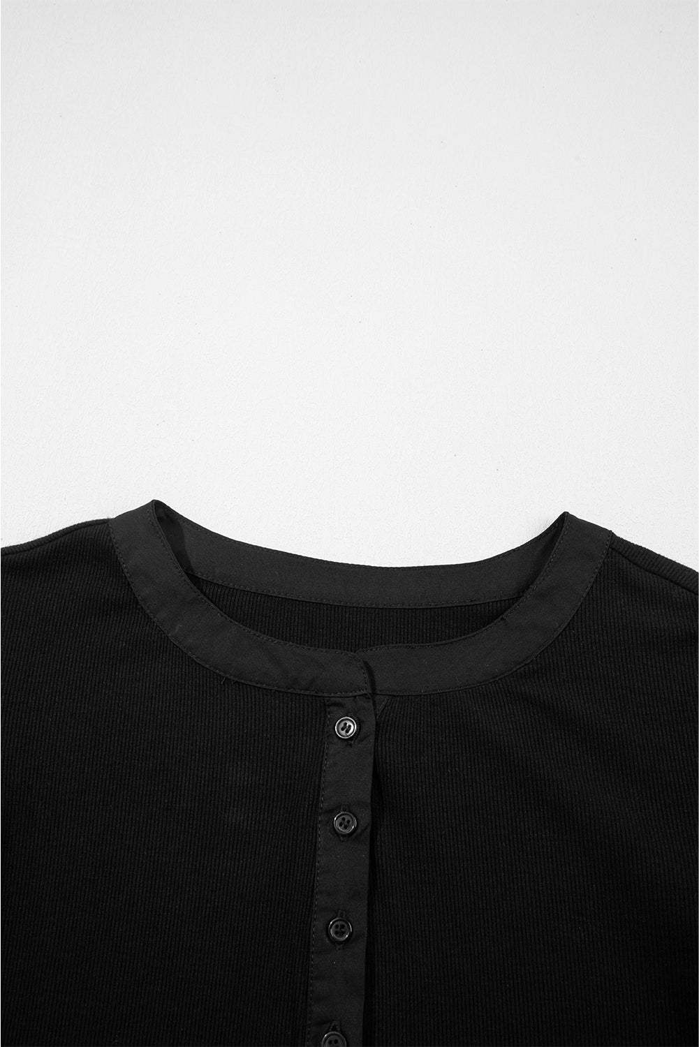 Ribbed Patchwork Puff Sleeve Top