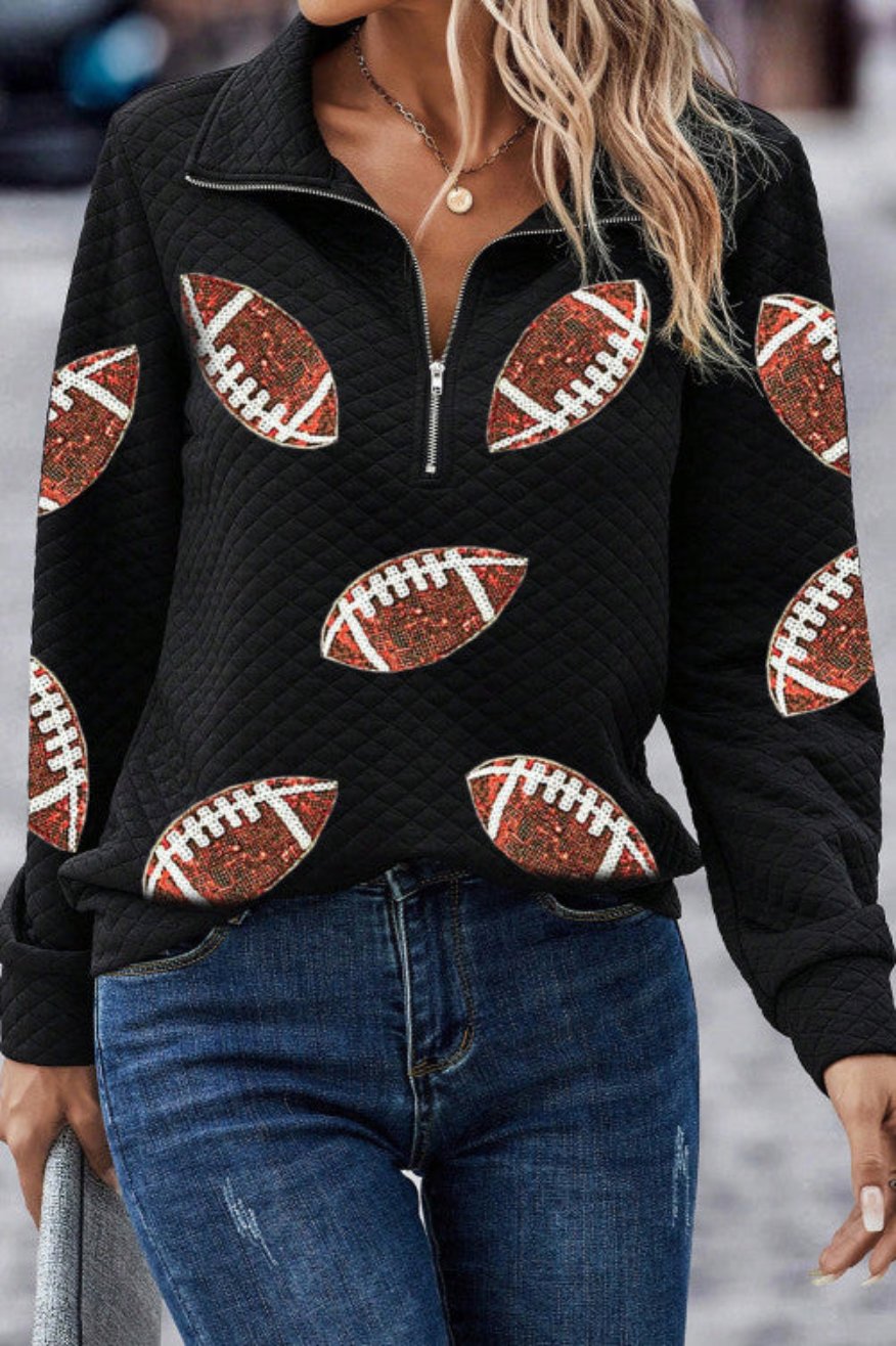 Sequin Football Quarter Zip