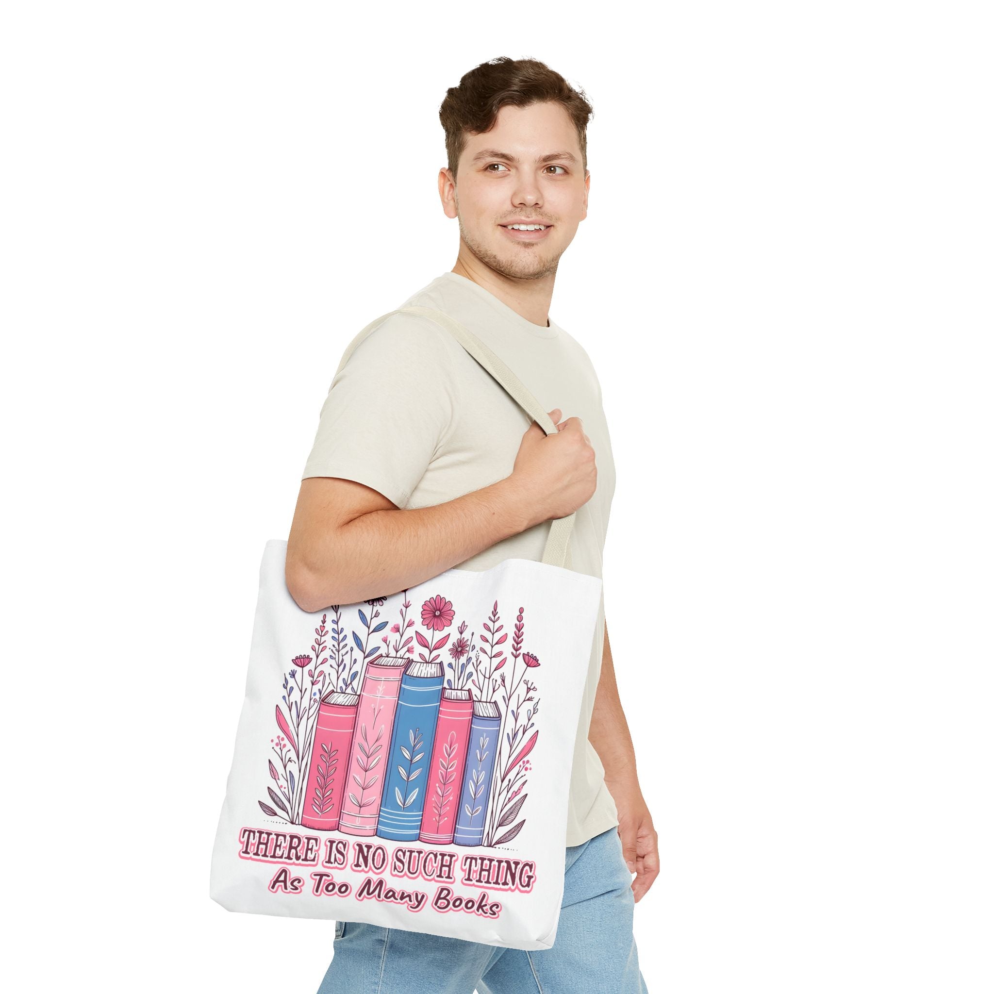 Whimsical Book Lover Tote Bag, Literary Gift, Bookish Accessories, Library Tote, Floral Books Design