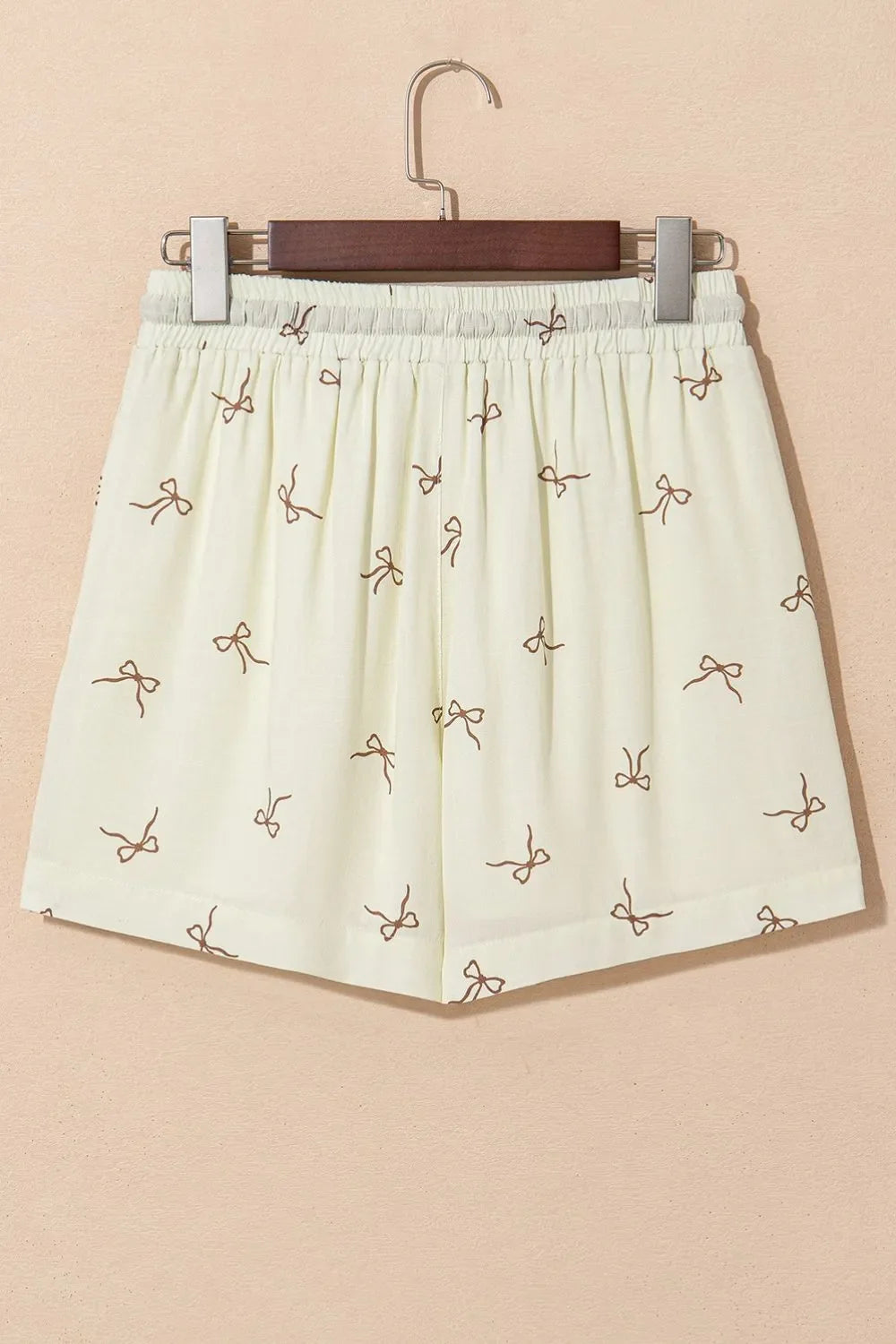 Bow Print Lace Drawstring Casual Shorts
