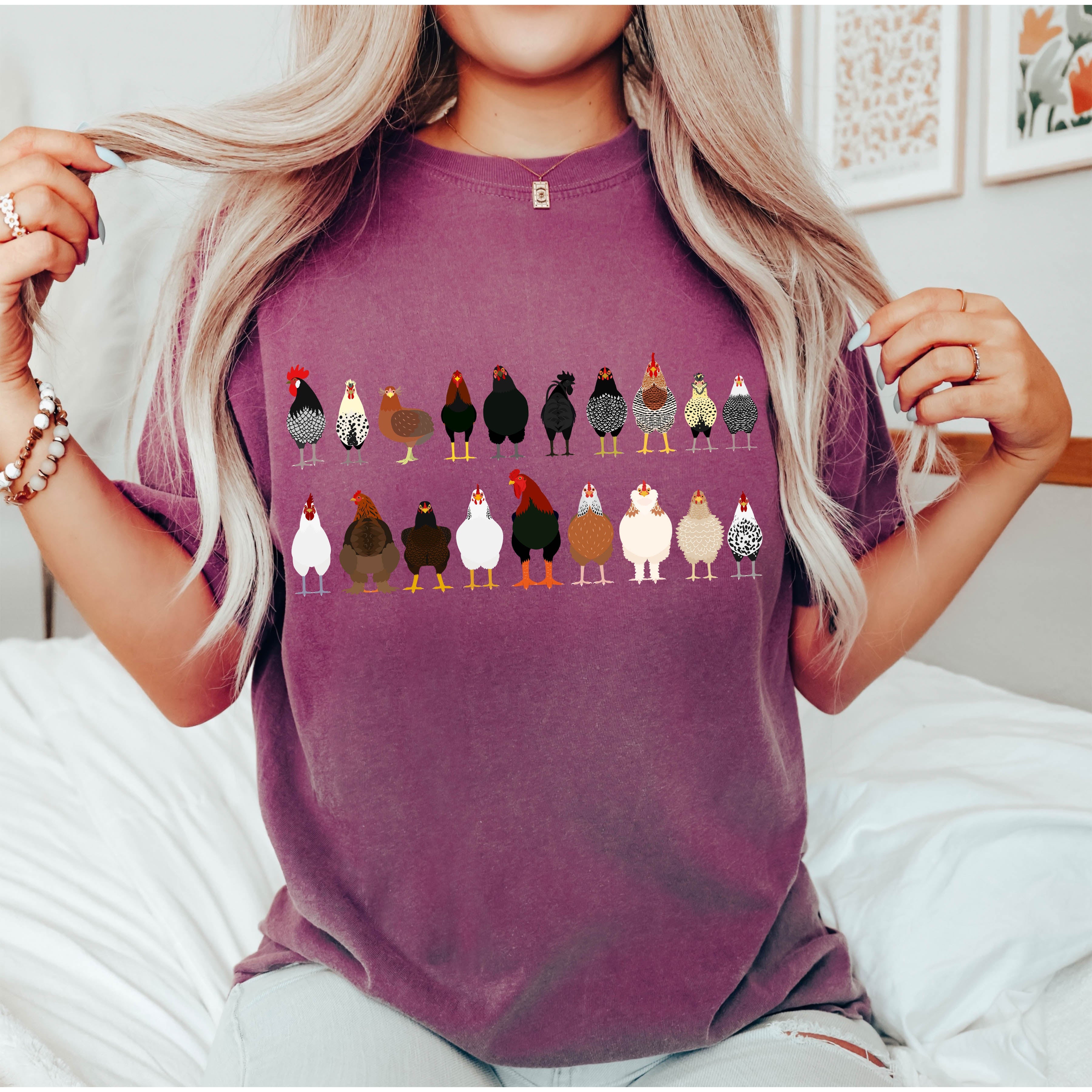 Chicken Lovers Comfort Color Tees, Farm Animal Shirts, Illustration, Breeds, Pet Comfort Colors T-Shirt
