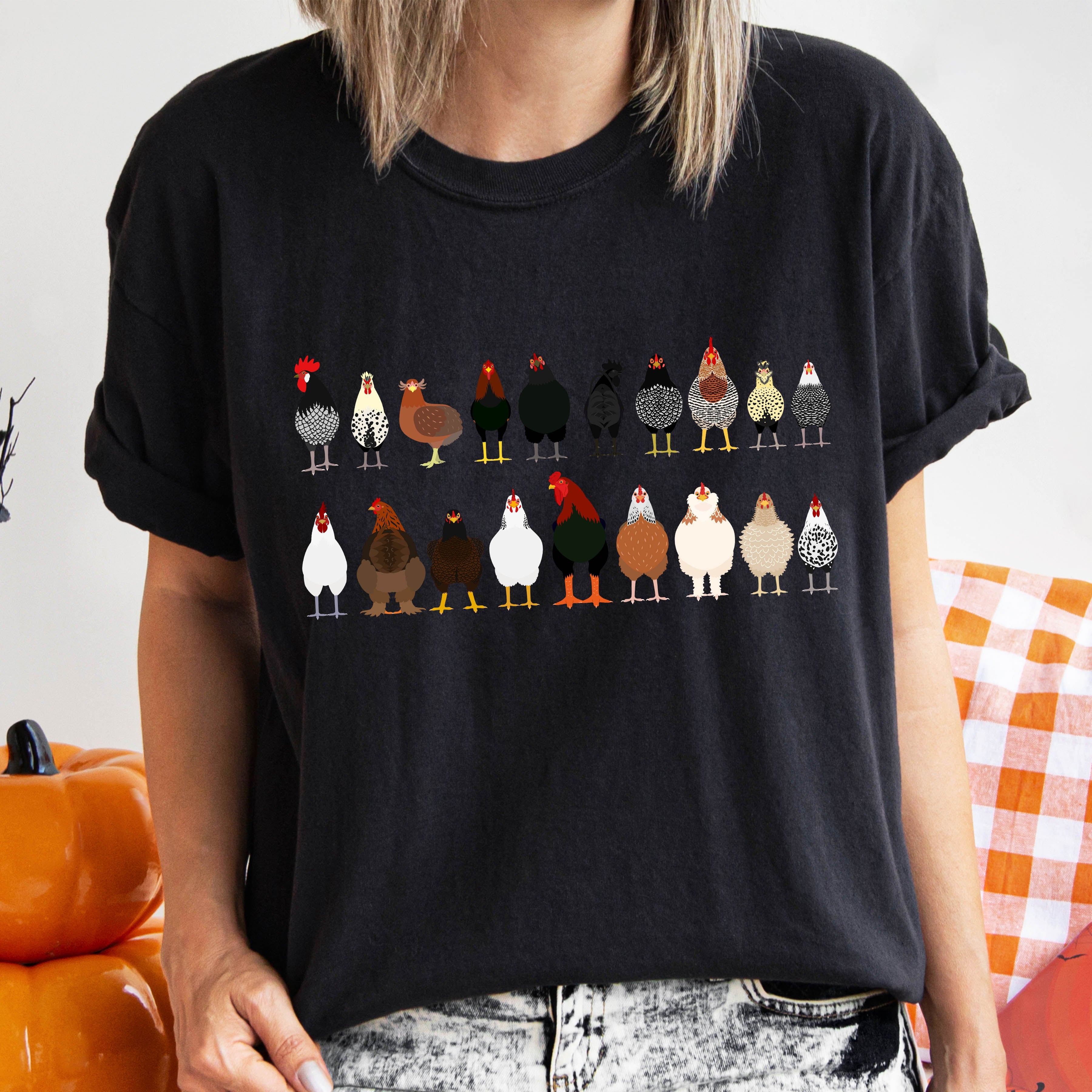 Chicken Lovers Comfort Color Tees, Farm Animal Shirts, Illustration, Breeds, Pet Comfort Colors T-Shirt