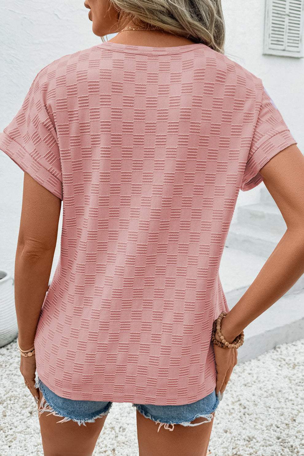 Checker Textured Short Sleeve T-Shirt