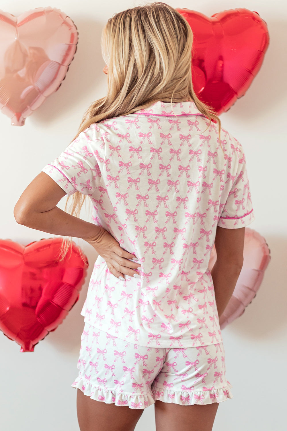 Pink Bow Valentines Pajama Set