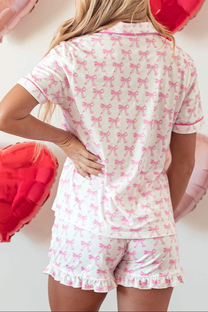 Bow Top and Shorts Pajama Set