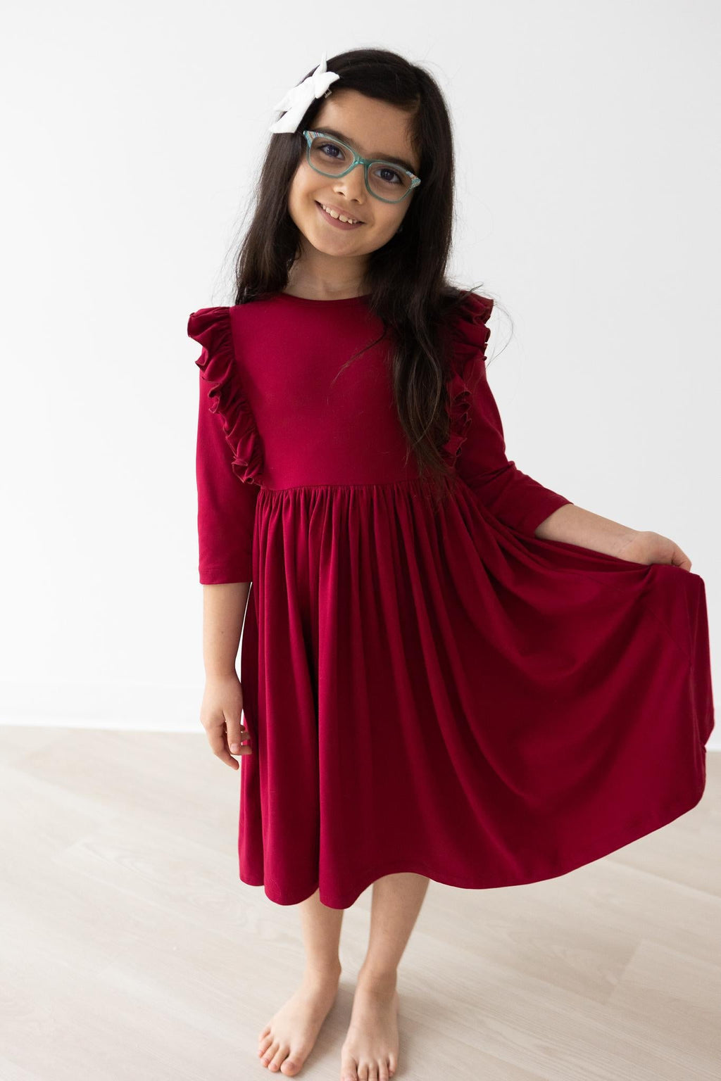 SALE Burgundy Ruffle Twirl Dress