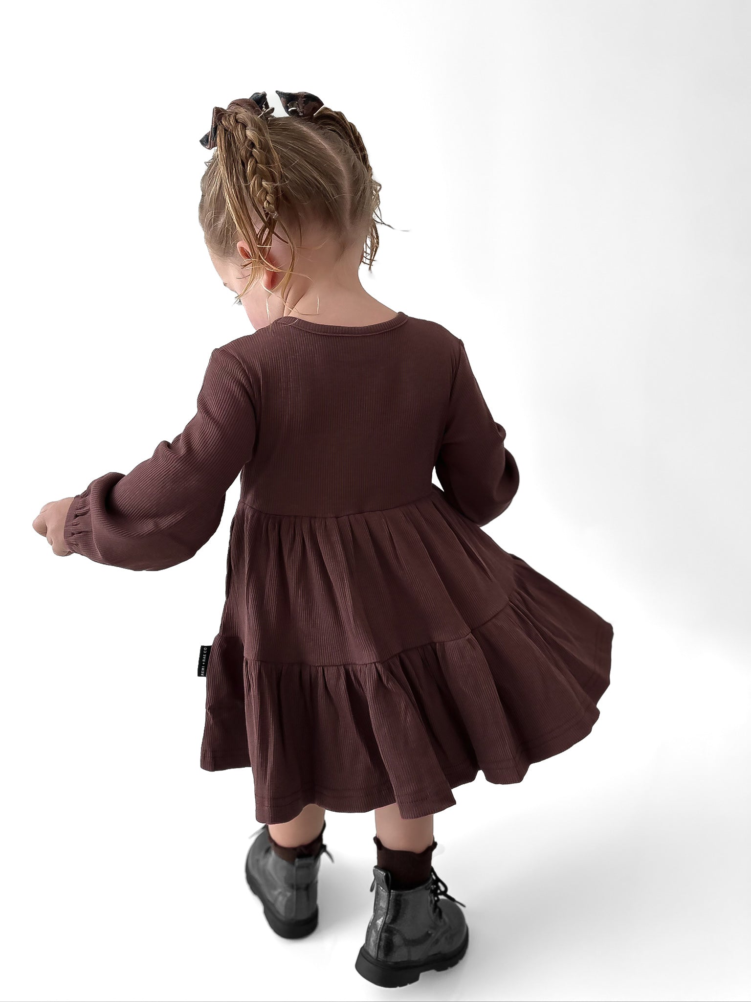 BAMBOO RIBBED DRESS - COCOA