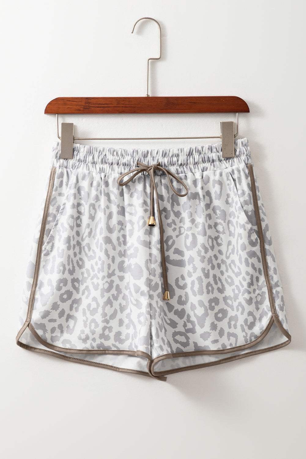 Leopard Contrast Trim Drawstring Shorts