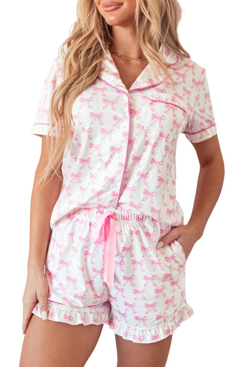 Bow Top and Shorts Pajama Set