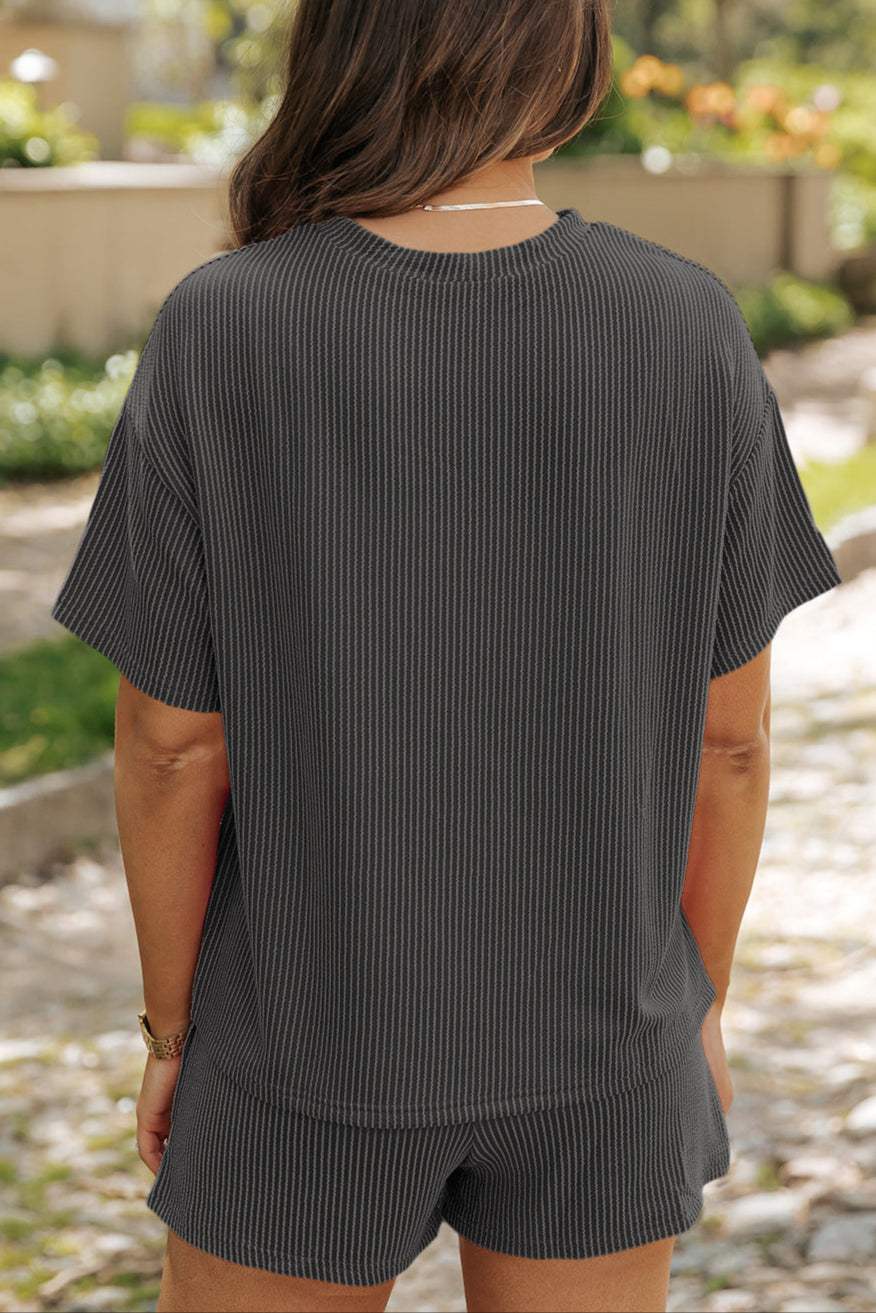 Corded Knit Tee and Shorts Set