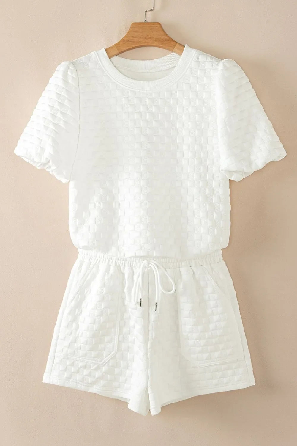 Checkered Texture Top and Shorts Set