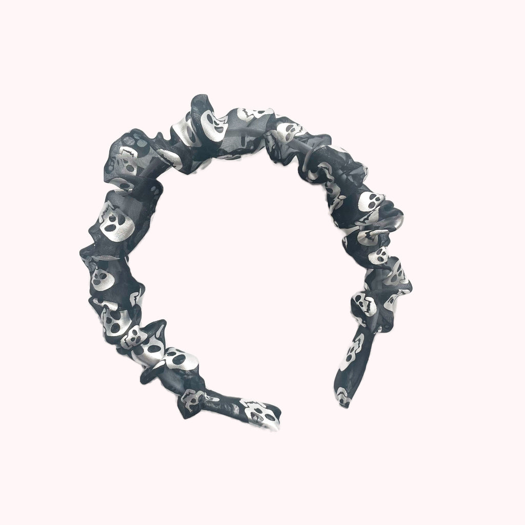 Sheer Foiled Skeletons Scrunchie Headband