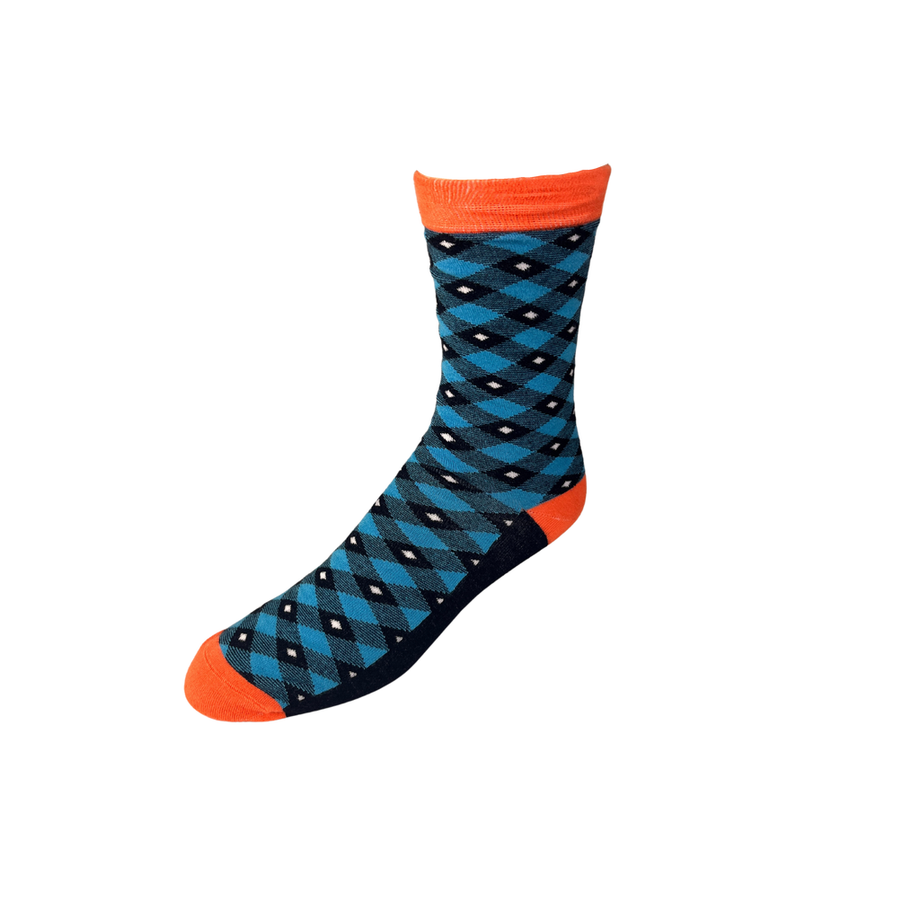 Blue, Orange Plaid Bamboo Sock