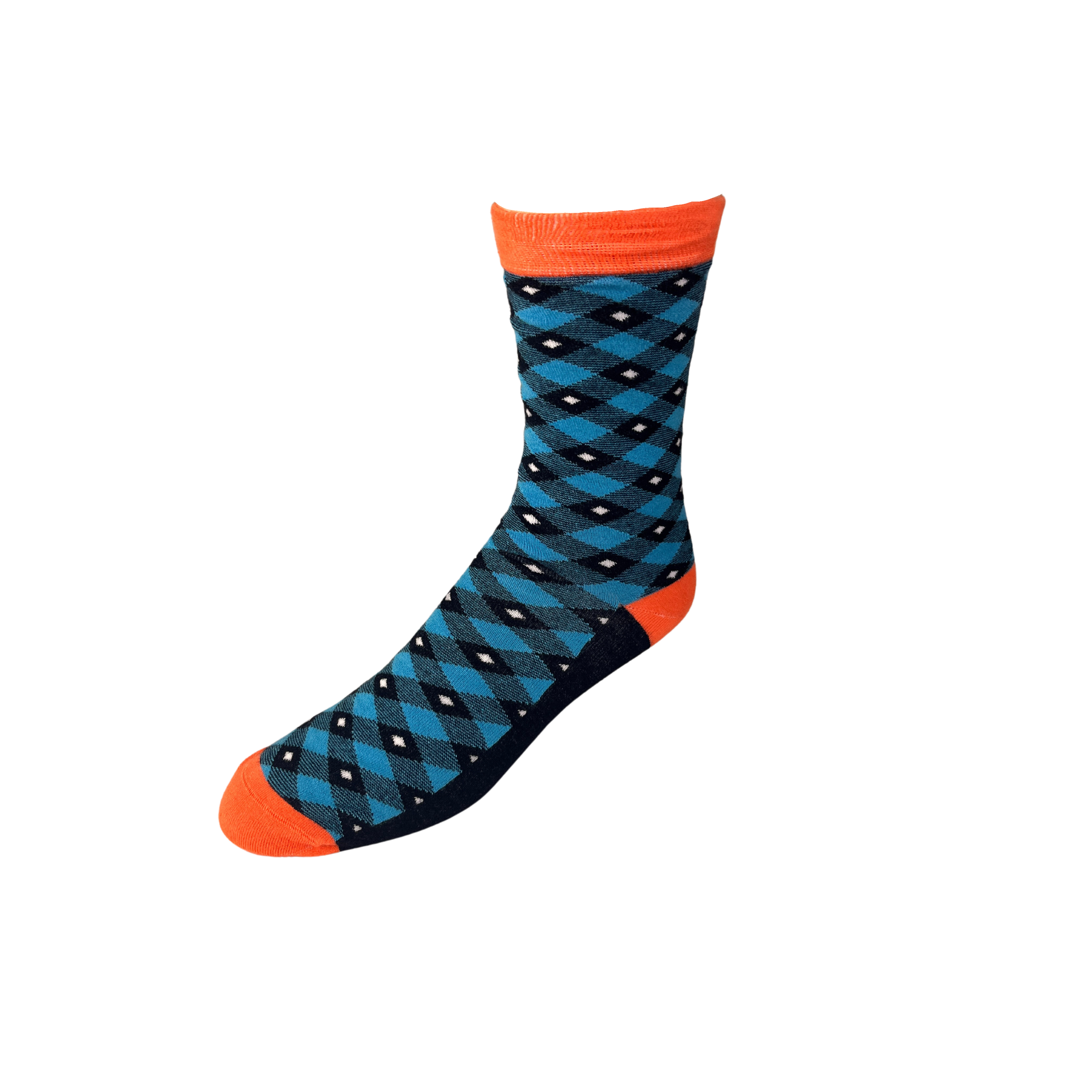 Blue, Orange Plaid Bamboo Sock