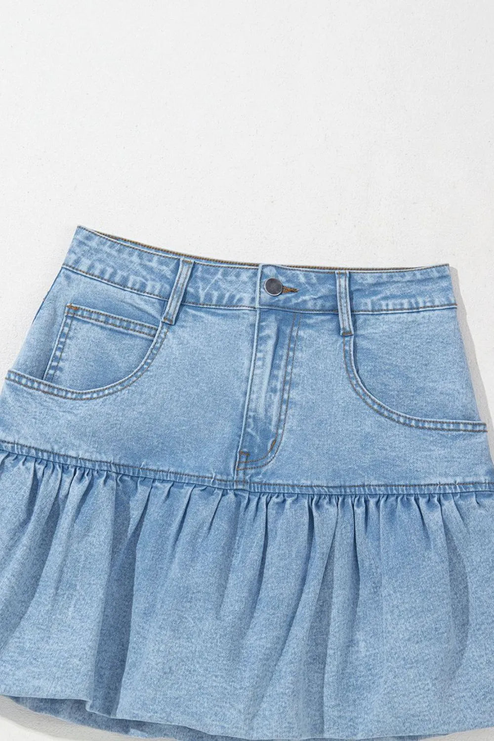 Bubble Hem Denim Mini Skirt