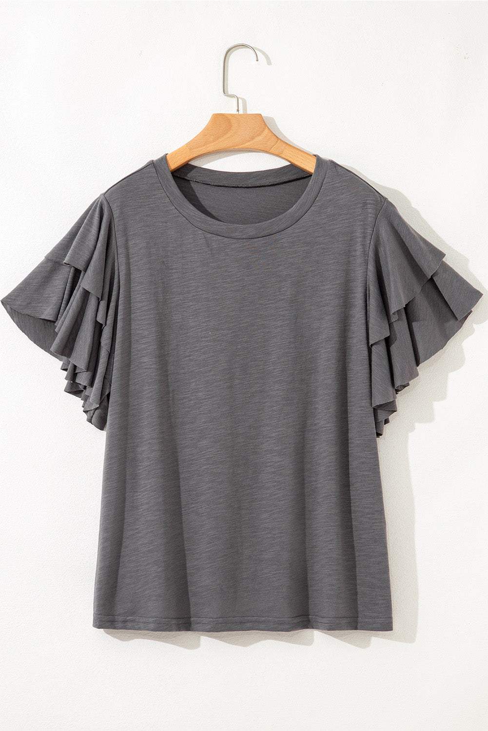 Plus Size Double Ruffle Short Sleeve Top