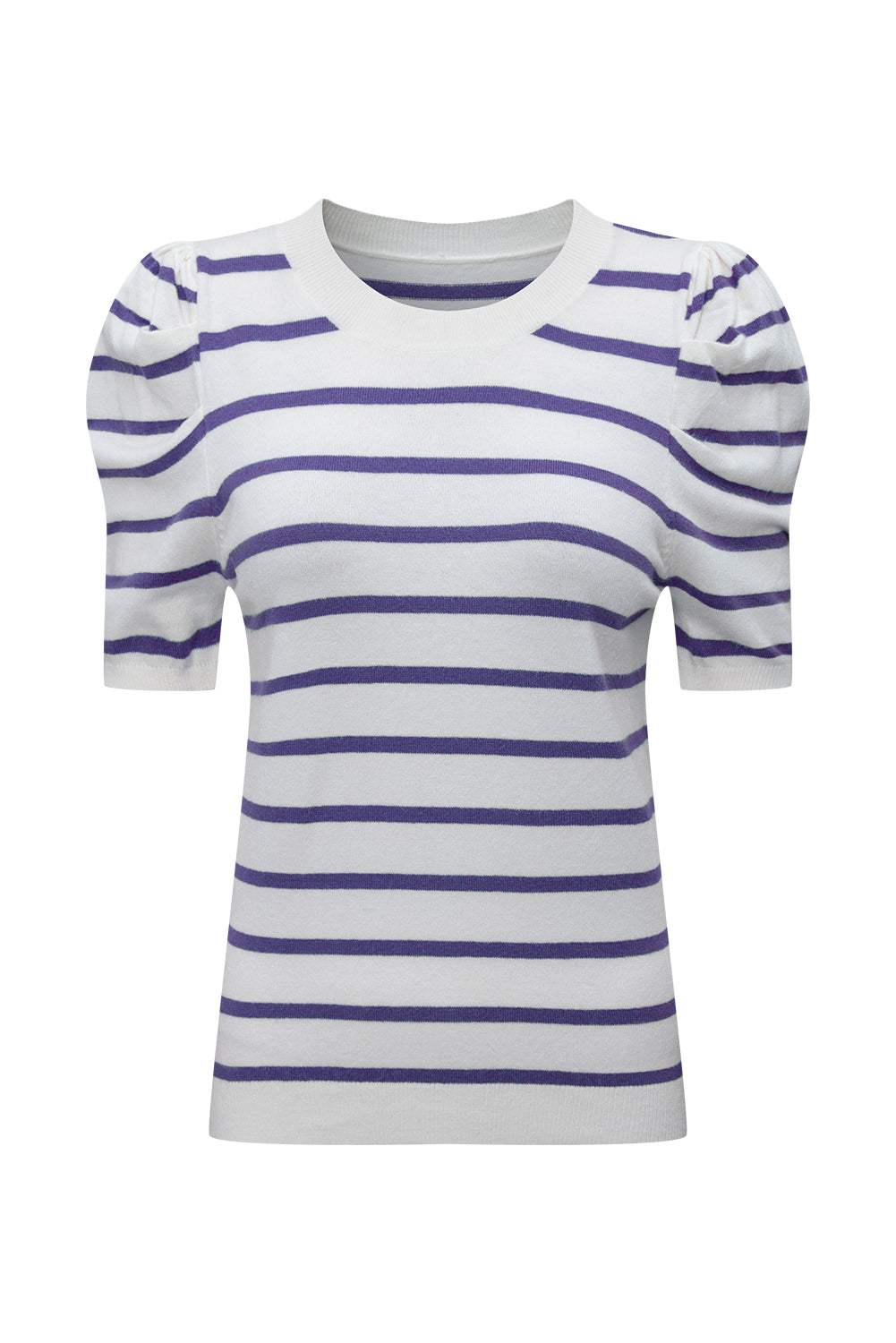 Stripe Ruched Bubble Sleeve Top