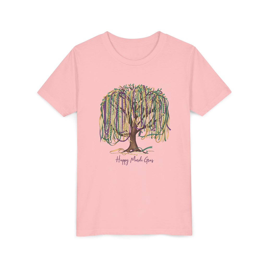 Happy Mardi Gras Youth Short Sleeve Tee, Colorful Festival Shirt for Kids, Celebration T-Shirt, Perfect for Parades, Kids Party Wear