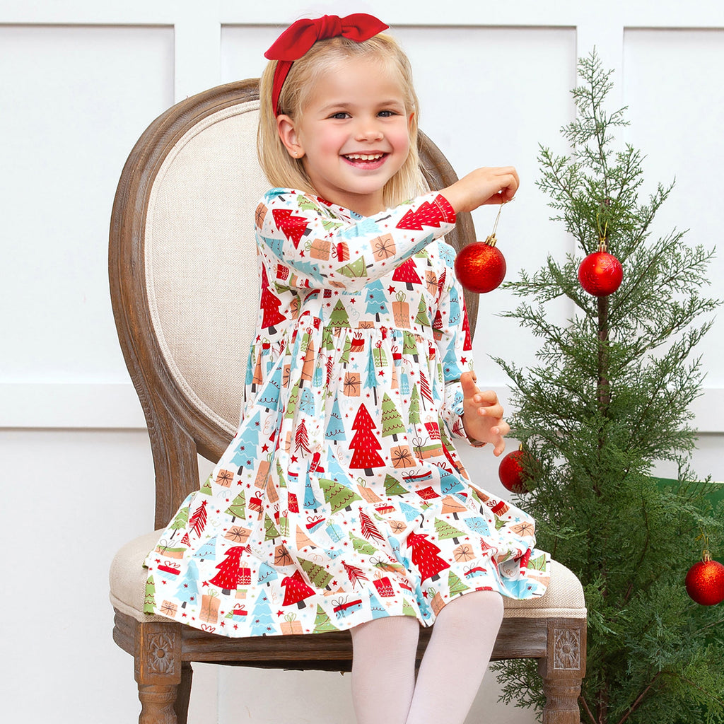 Christmas Merry Girl's Soft Bamboo Dress - Sibling Matching