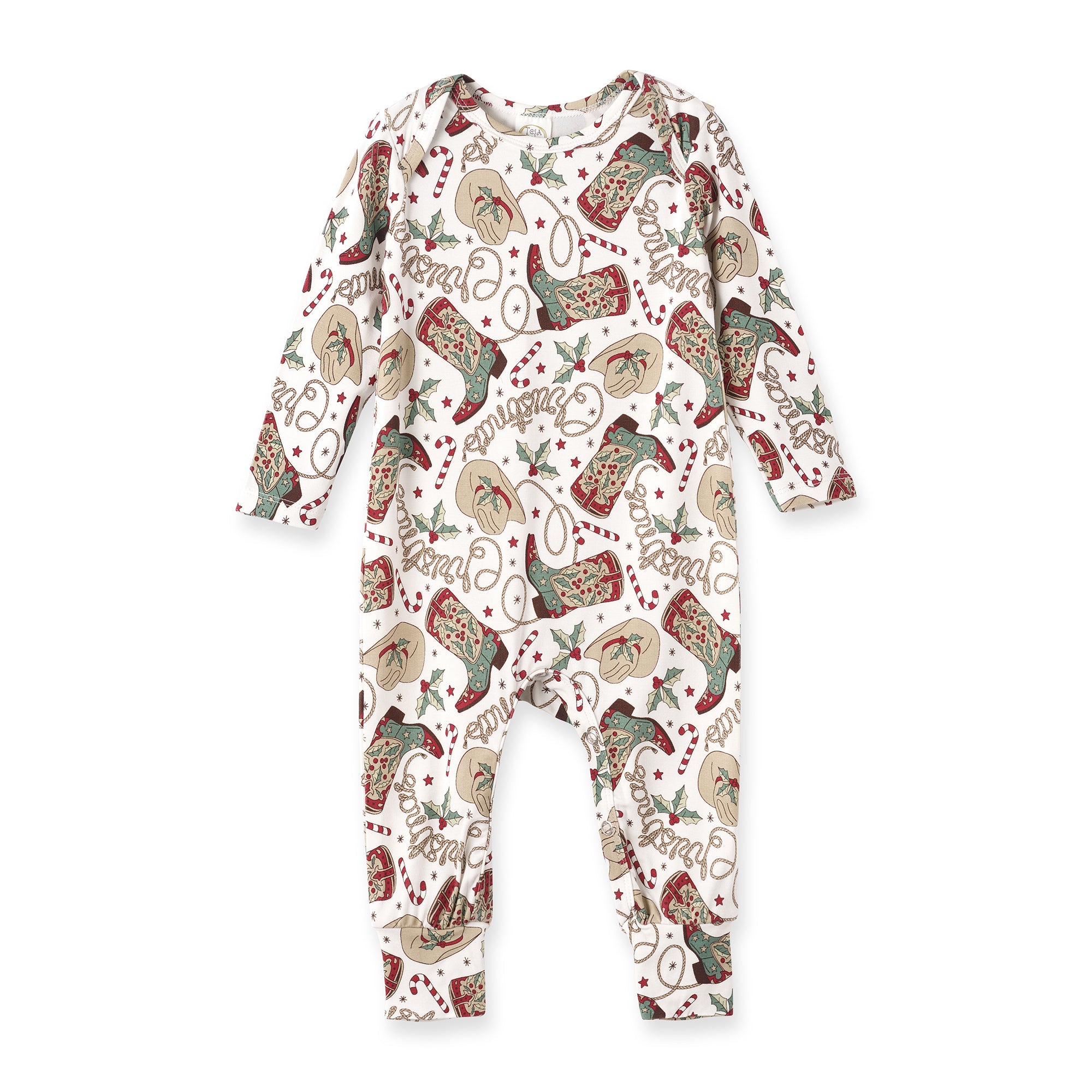 Western Christmas Baby Bamboo Romper – Cowboy Holiday Style