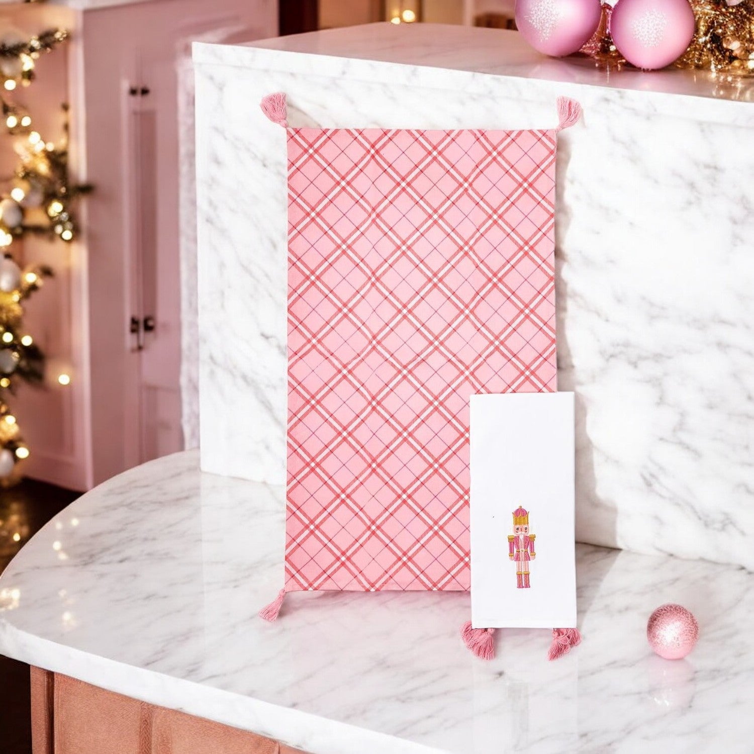 Nutcracker Tea Towel Pink