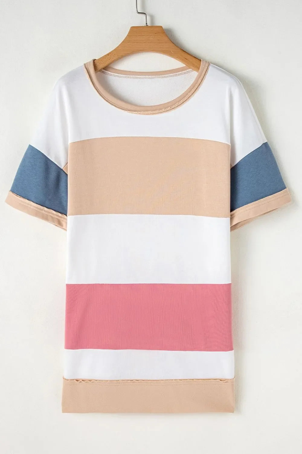 Color Block Patchwork Side Split Tunic T Shirt