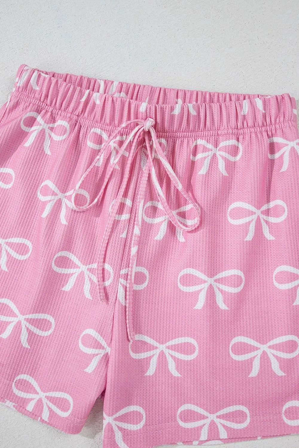 Bowknot Printed Notched T-Shirt and Shorts Set