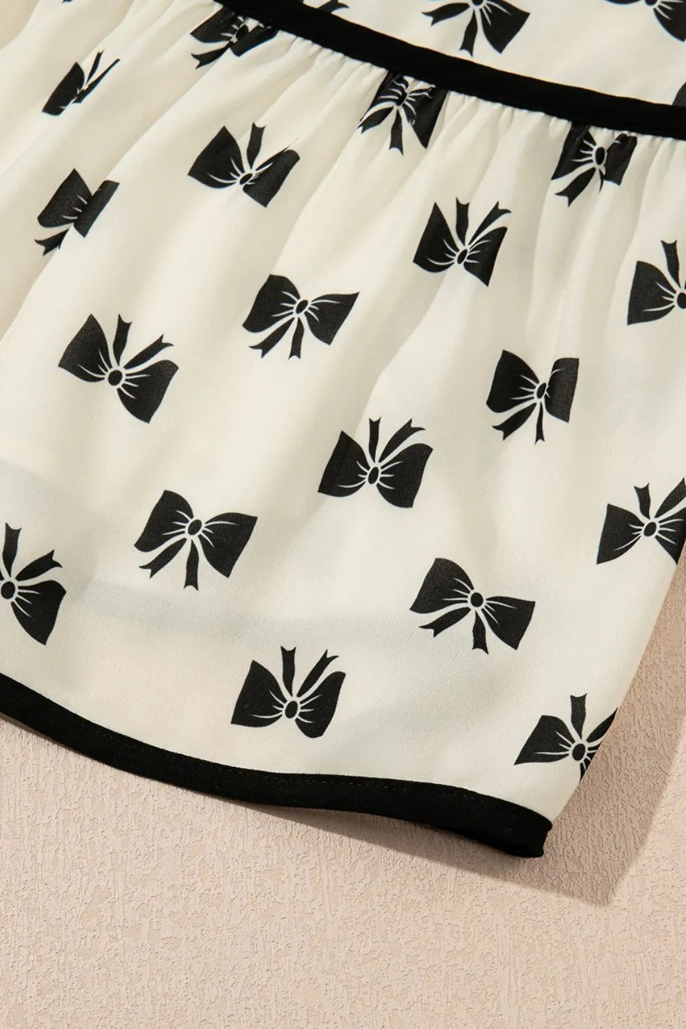 Bow Knot Color Contrast Trim Knotted Shoulder Mini Dress