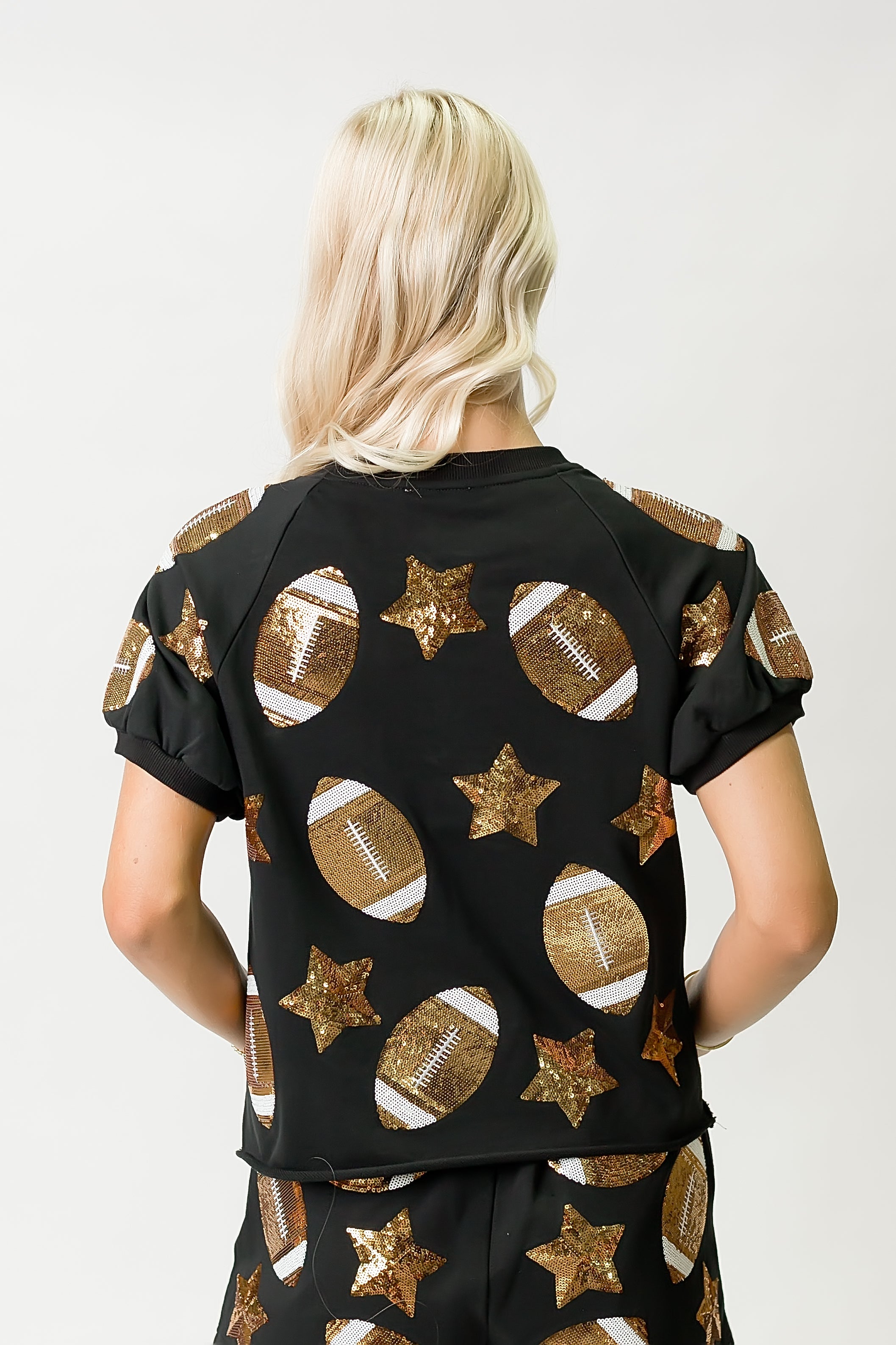 Black Football Sequin Top