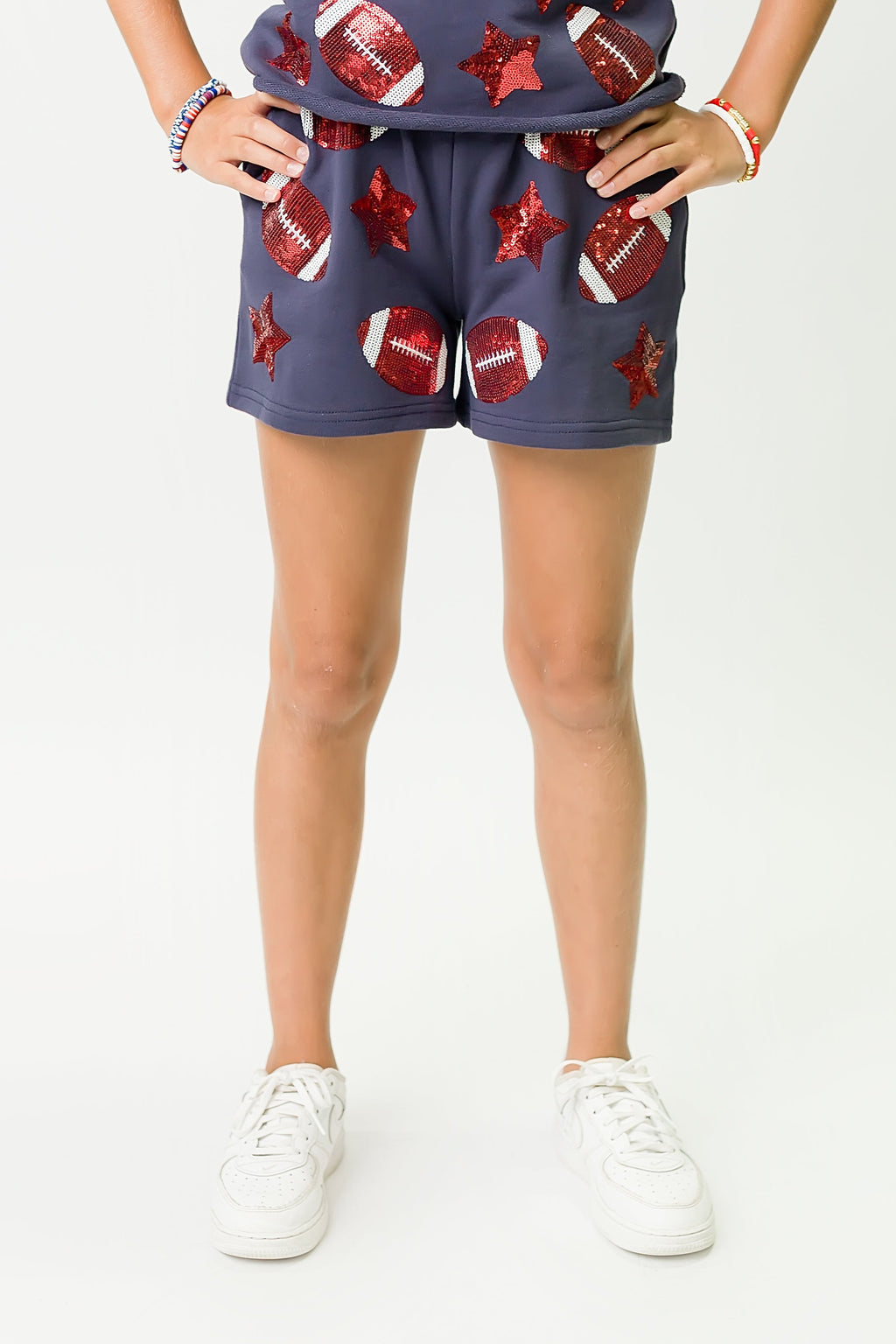 Navy and Red Football Shorts