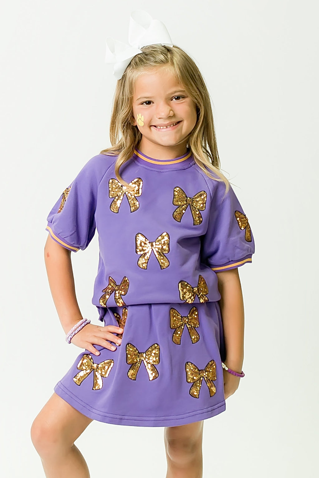 Purple and Gold Bows Top