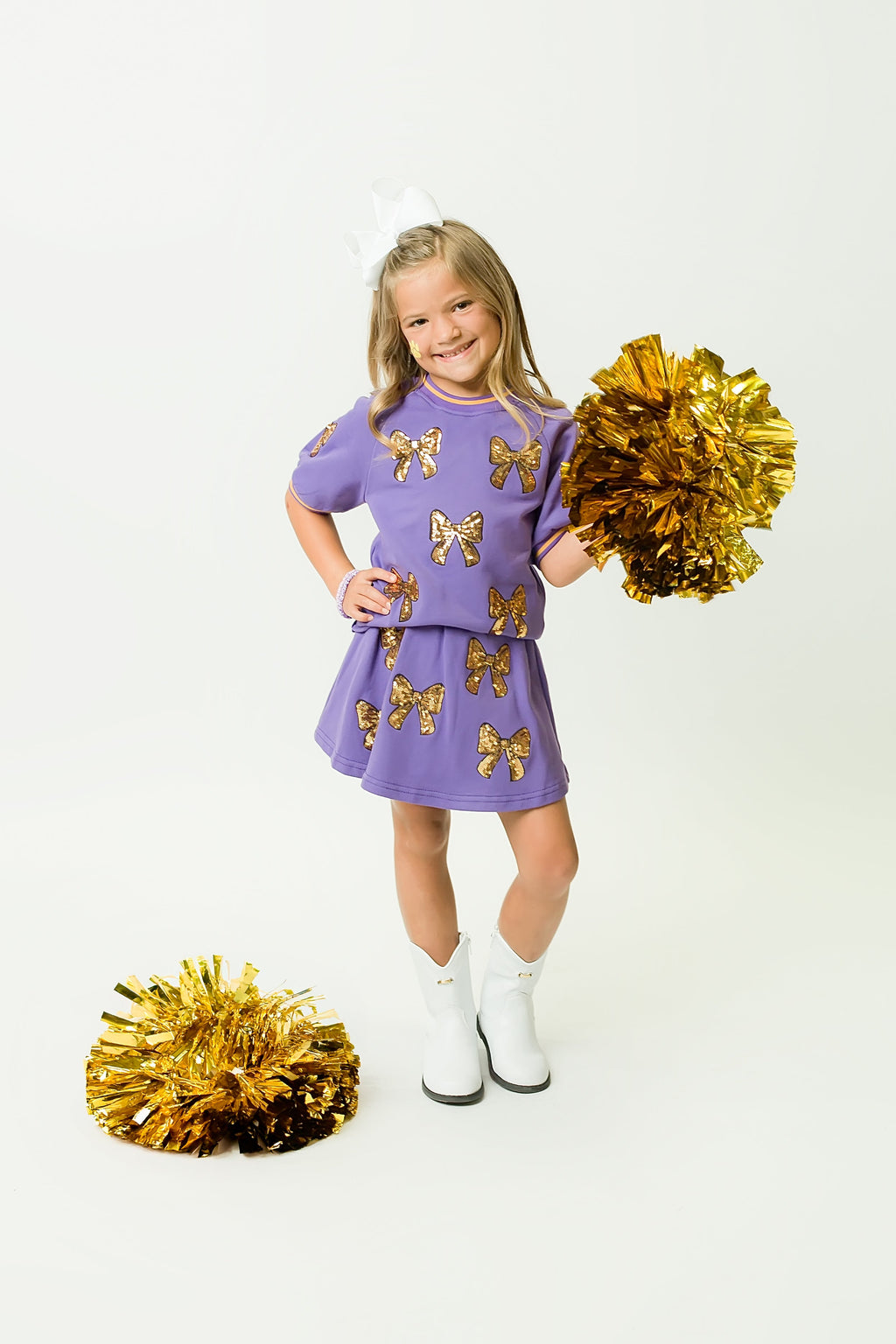 Purple and Gold Bows Top