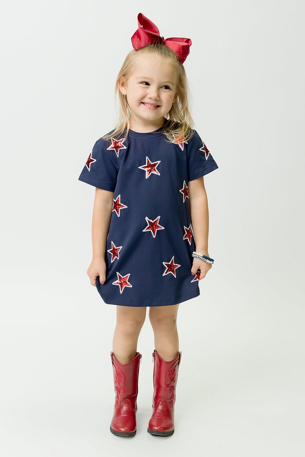 Navy and Red Star Dress