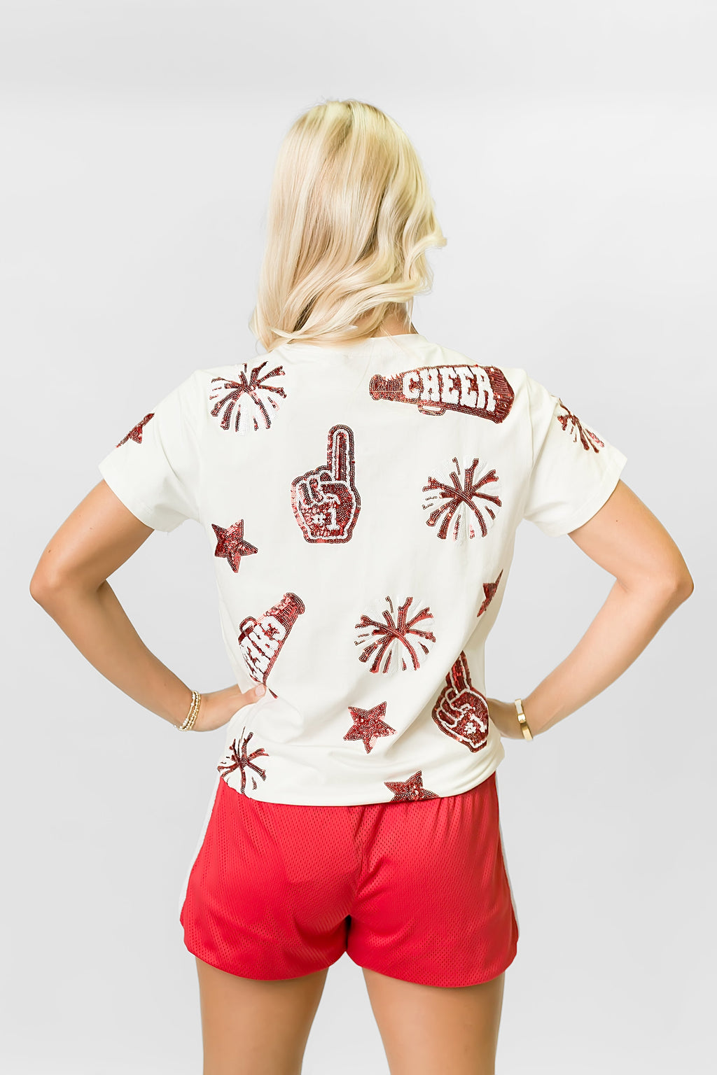 Red and White Cheer Adult Shirt
