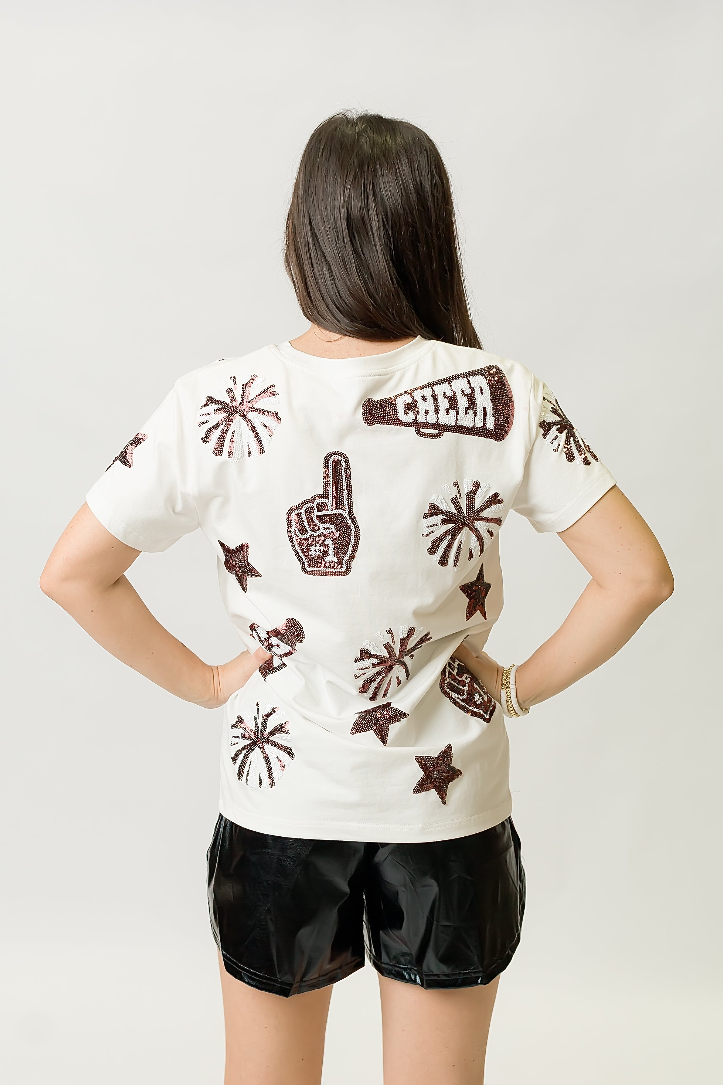 Maroon and White Cheer Adult Shirt