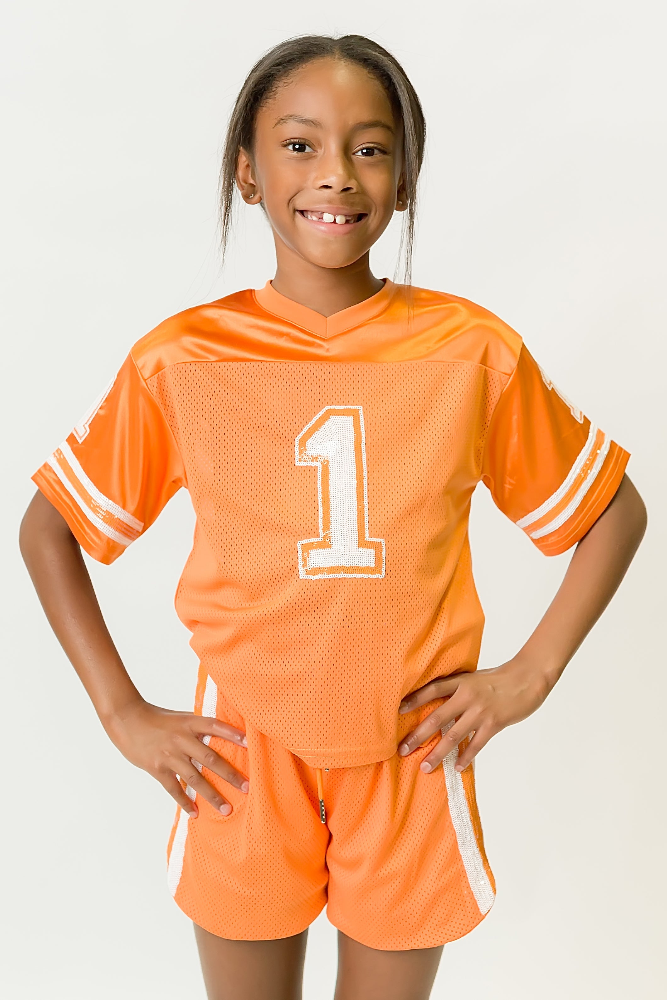 Orange and White Sequin Jersey