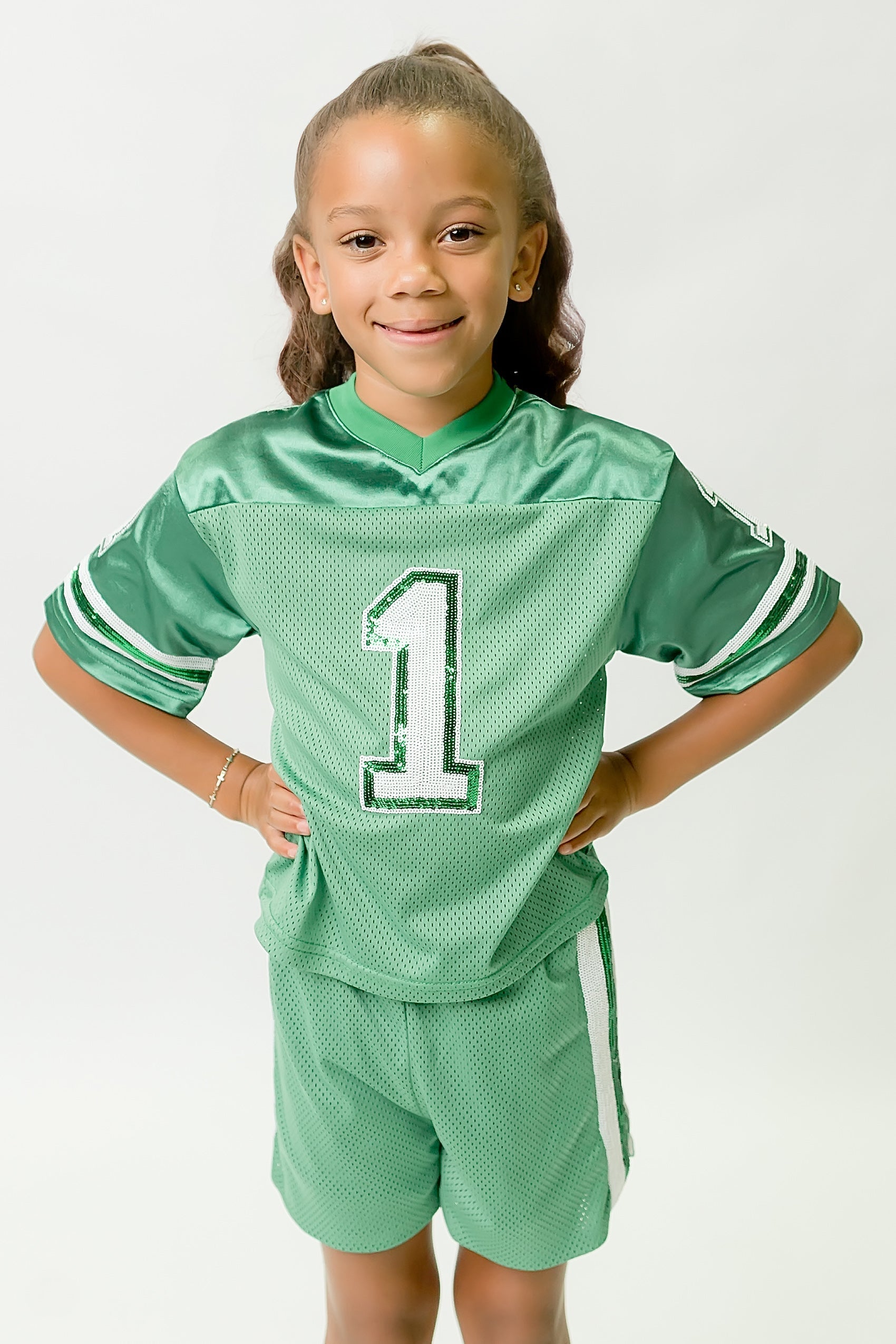 Green and White Sequin Jersey