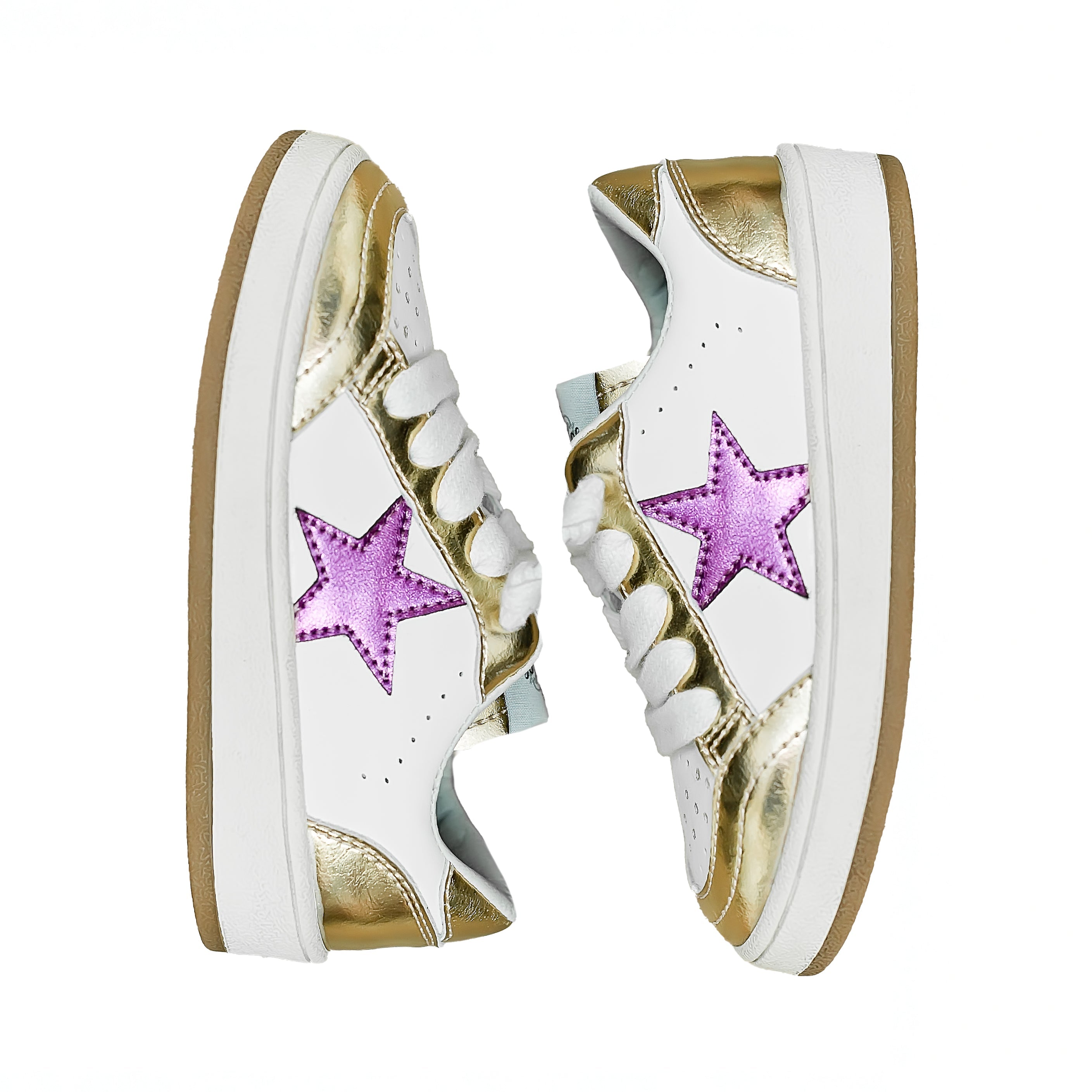 Gold and Purple Star Kid Sneakers