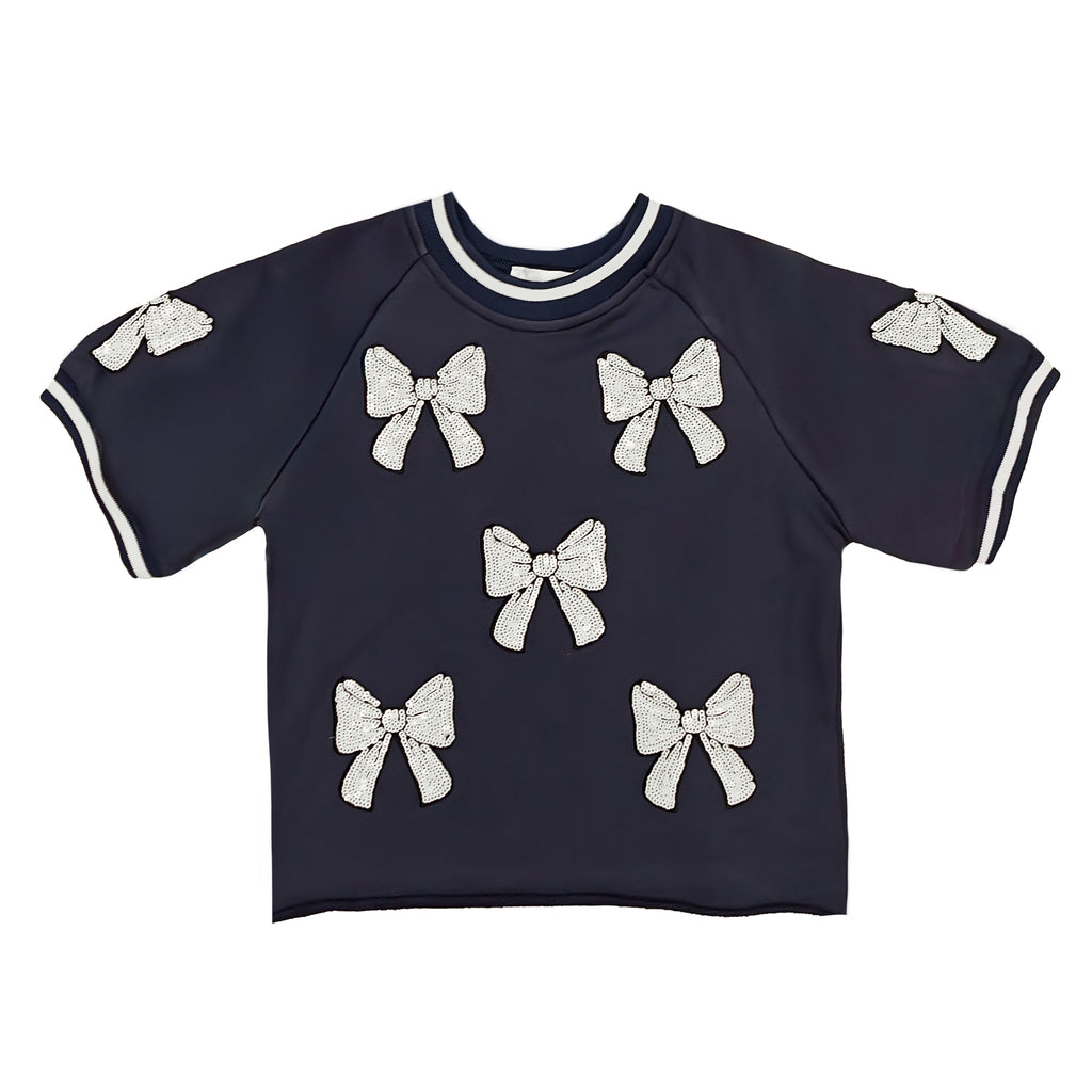 Navy and White Bows Top