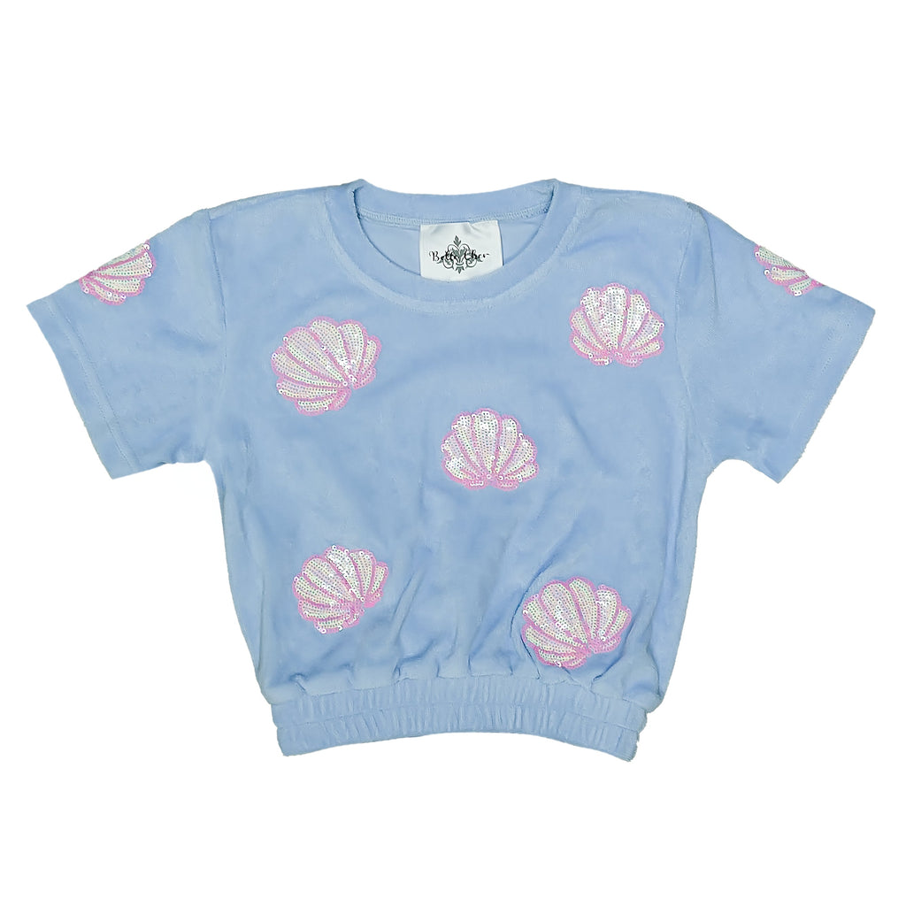 Blue Terry Cloth Seashell Top