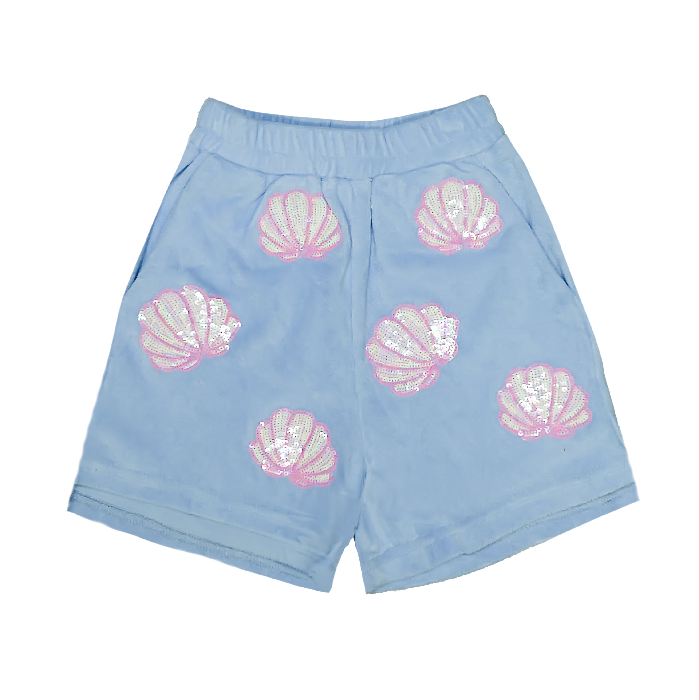Blue Terry Cloth Seashell Shorts