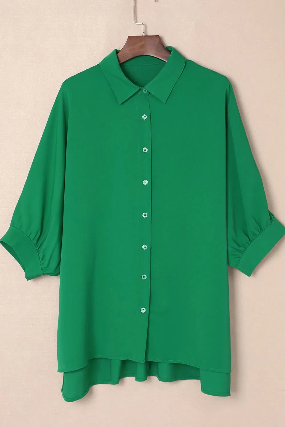 Collared Neck Three-Quarter Sleeve Shirt