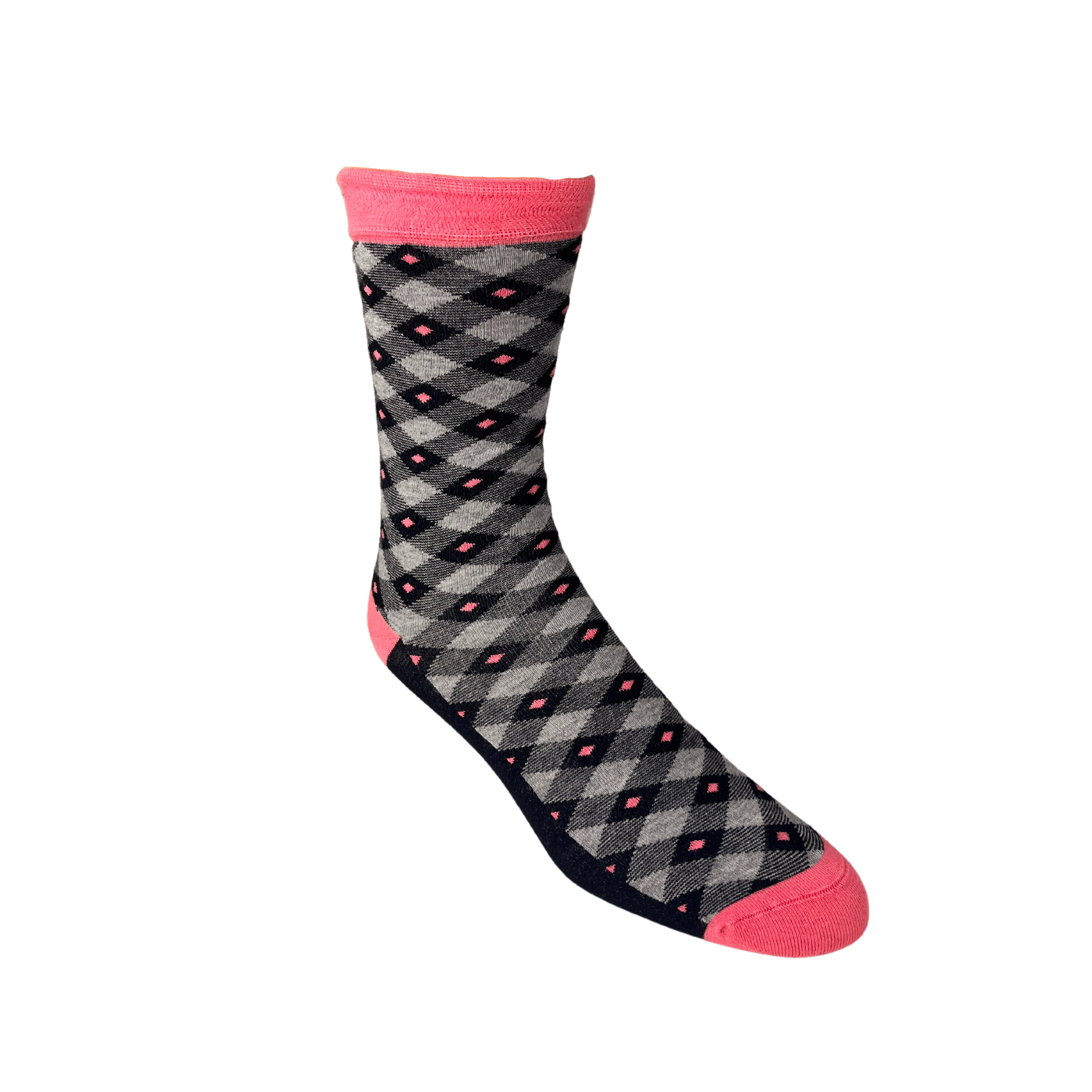 Pink, Grey Diamond Bamboo Socks