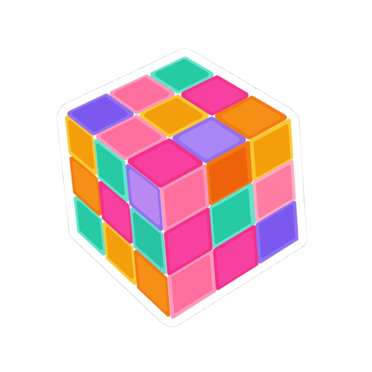 Colorful Rubik's Cube Kiss-Cut Stickers, Fun Laptop Stickers, Puzzle Game Decor, Gift for Gamers, Kids Party Favors, School Supplies