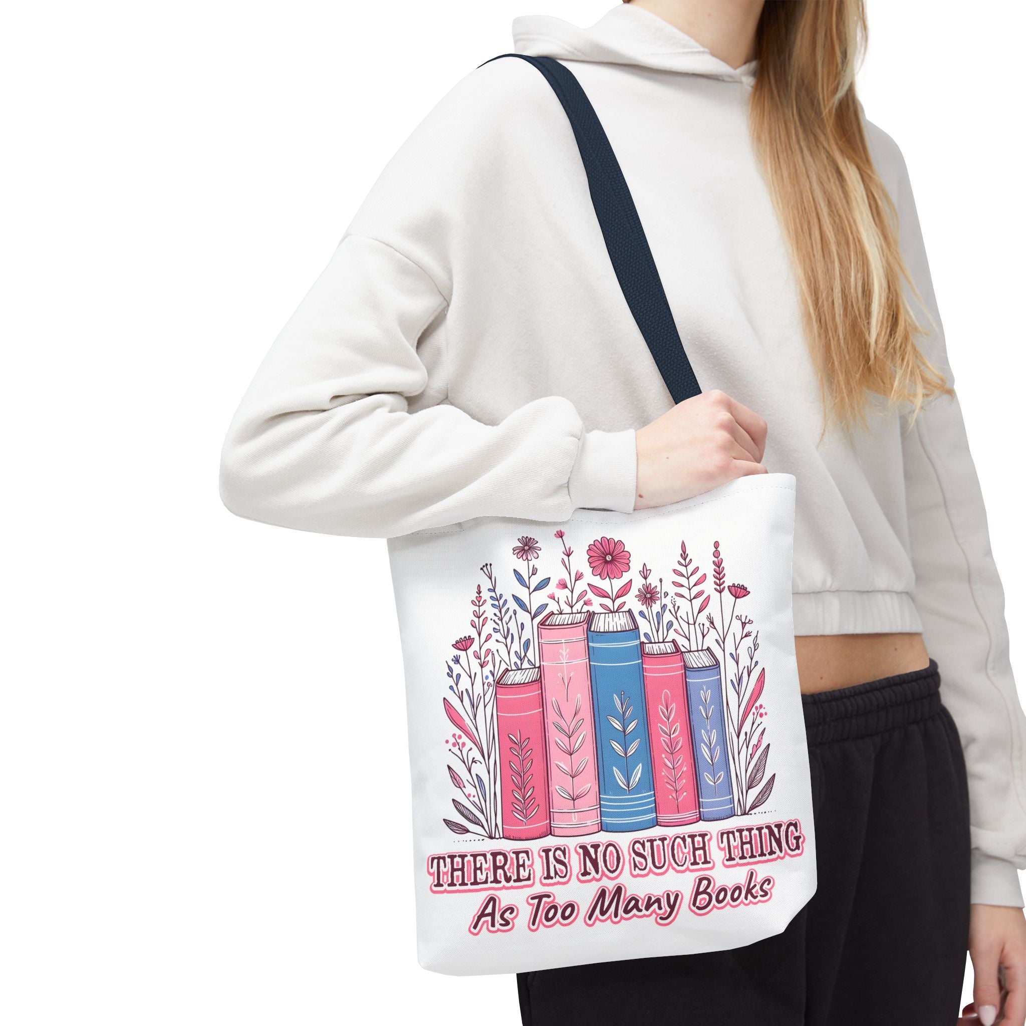 Whimsical Book Lover Tote Bag, Literary Gift, Bookish Accessories, Library Tote, Floral Books Design