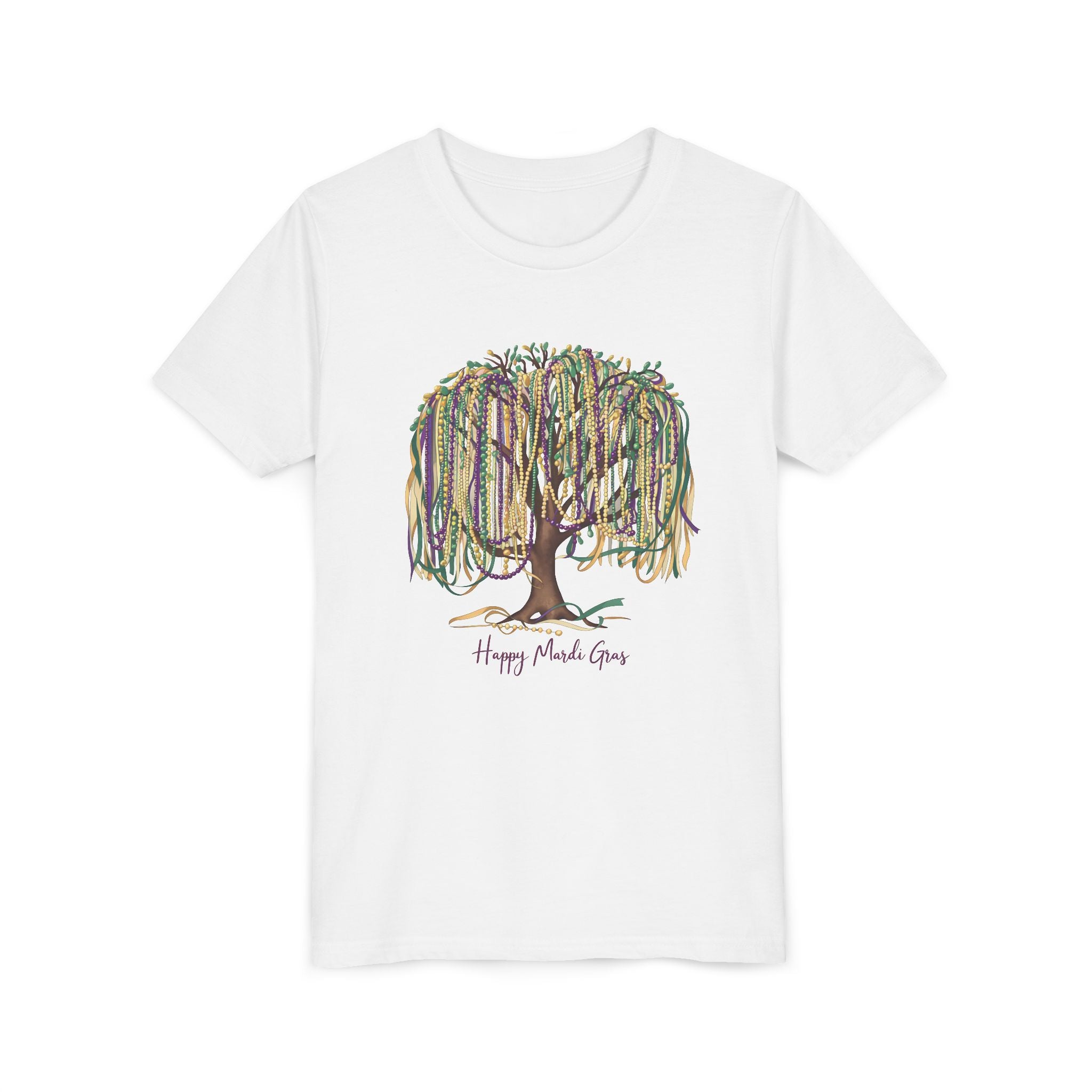 Happy Mardi Gras Youth Short Sleeve Tee, Colorful Festival Shirt for Kids, Celebration T-Shirt, Perfect for Parades, Kids Party Wear